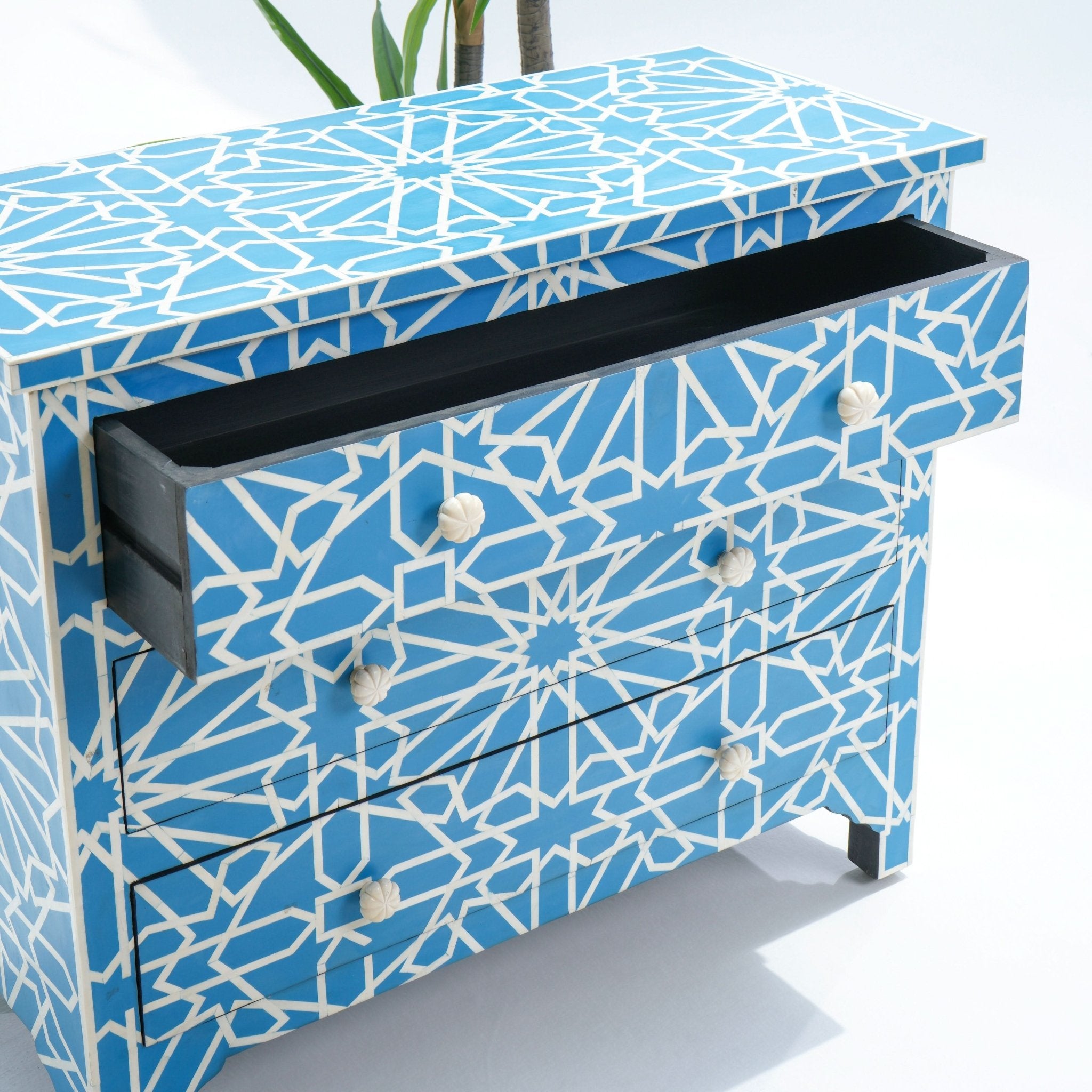 CRAFTLINE BLUE INLAYS THREE DRAWER DRAWCHEST - Art and craft furniture