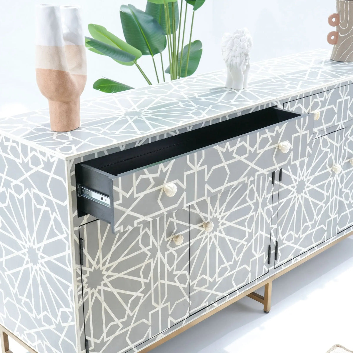 Craftline Grey Four Drawer Door Sideboard - Art and craft furniture