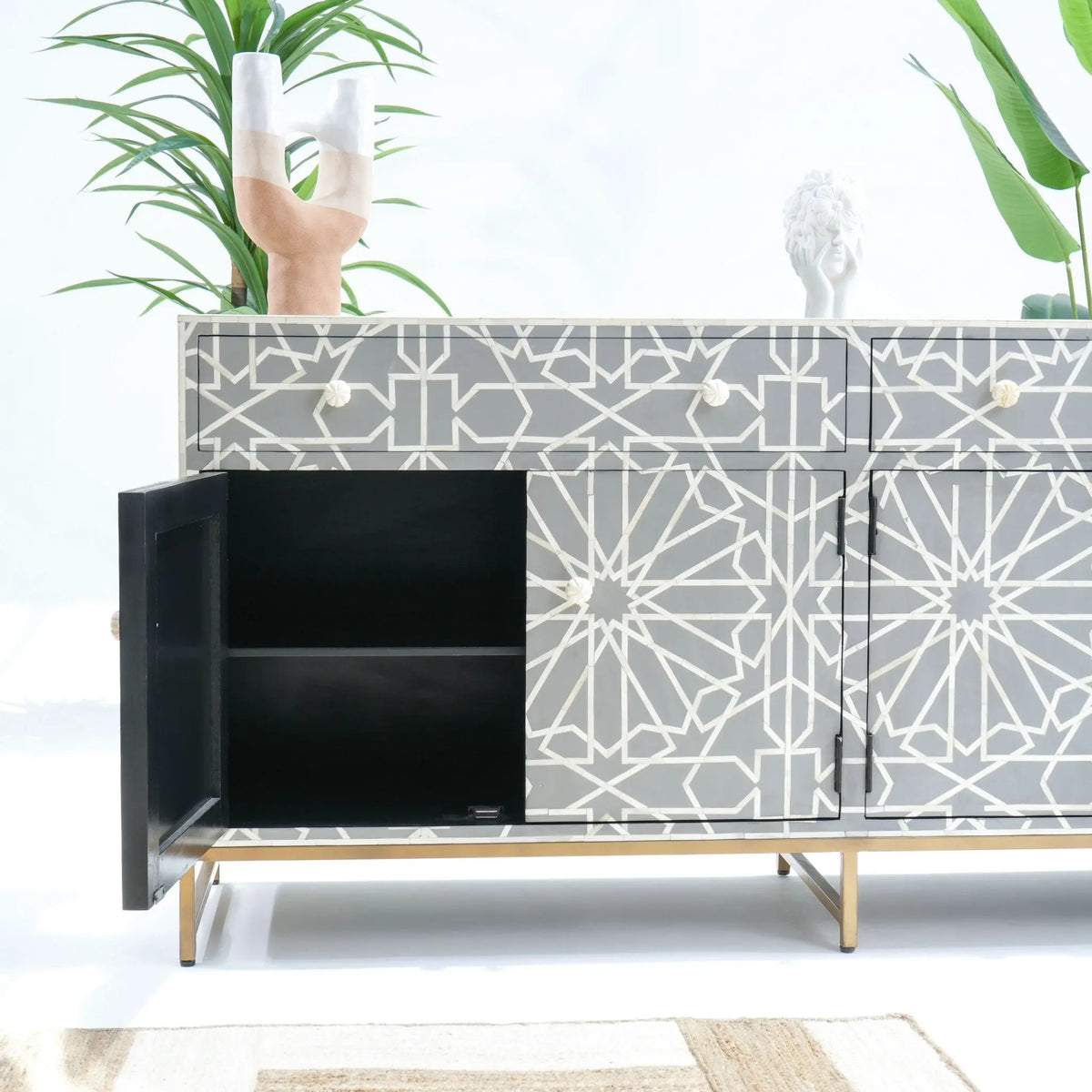 Craftline Grey Four Drawer Door Sideboard - Art and craft furniture