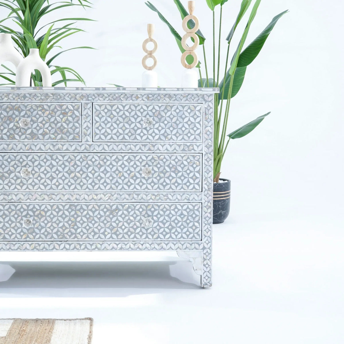 Crystal Mother Of Pearl Four Drawer Drawchest - Art and craft furniture