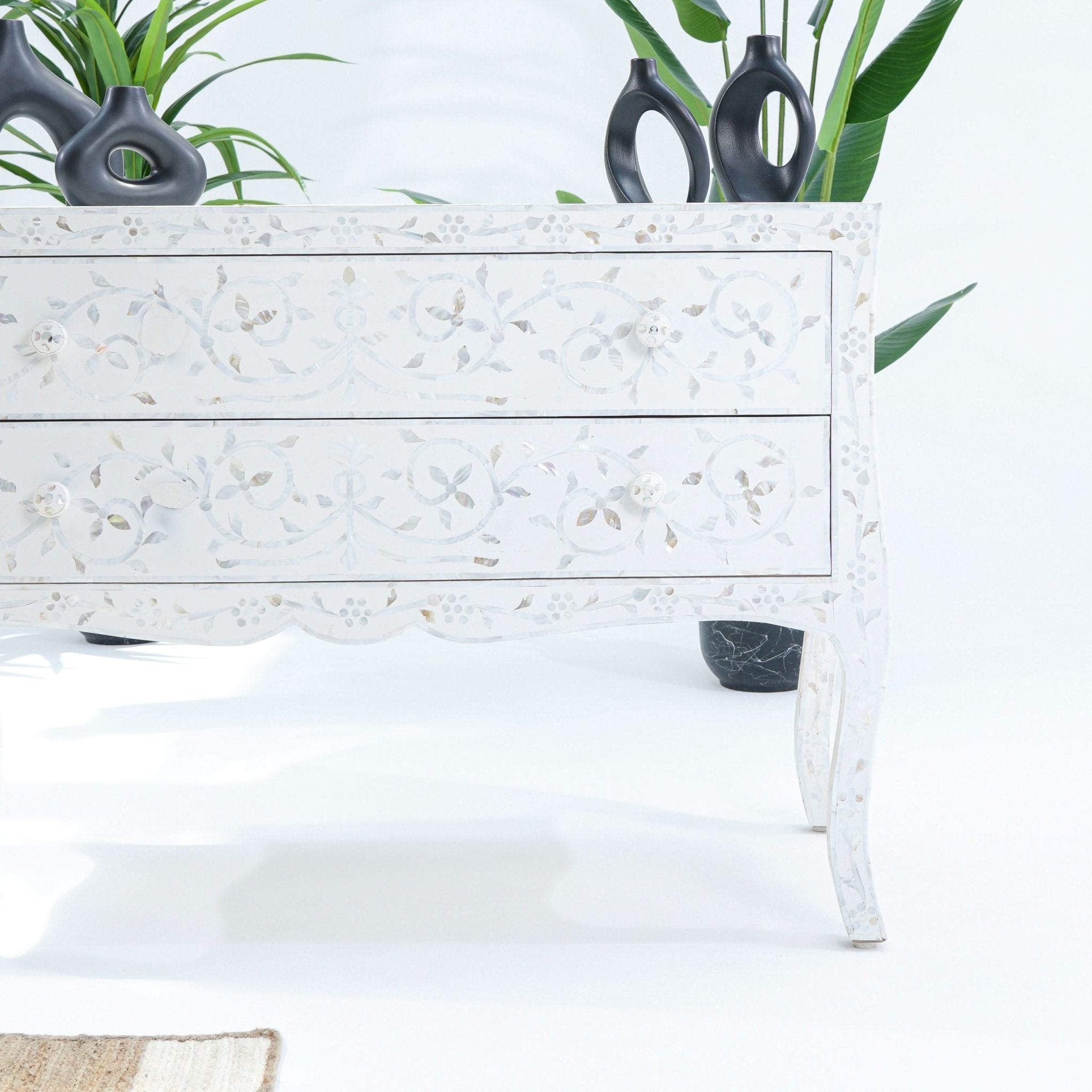 CRYSTAL WHITE MOTHER OF PEARL TWO DRAWER DRAWCHEST - Art and craft furniture