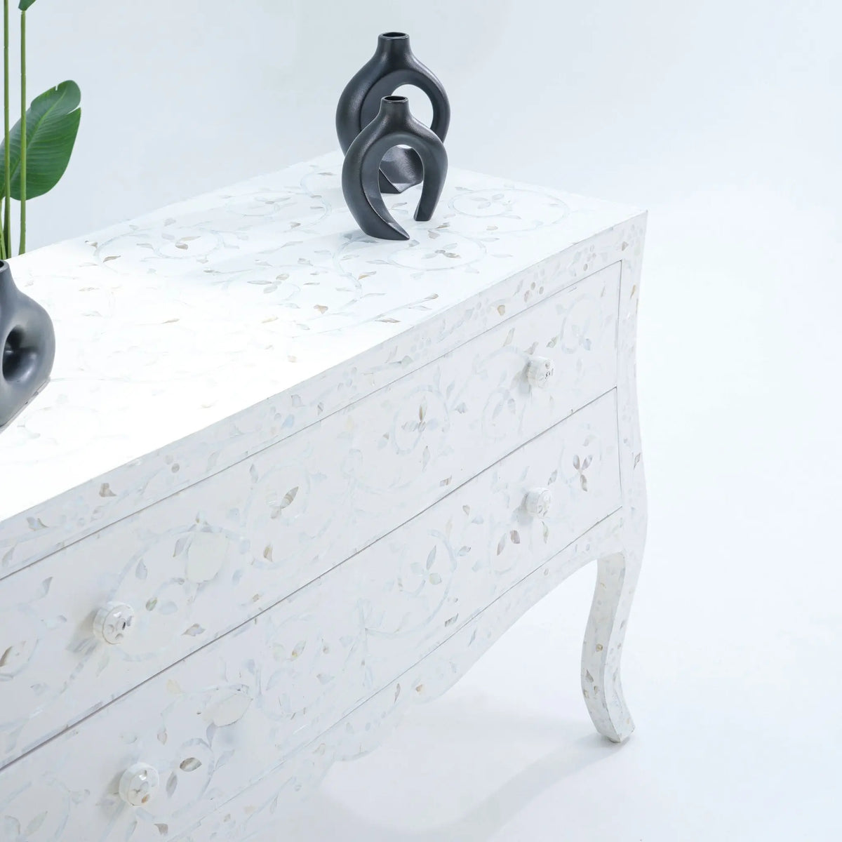 Crystal White Mother of Pearl Two Drawer Chest - Art and craft furniture