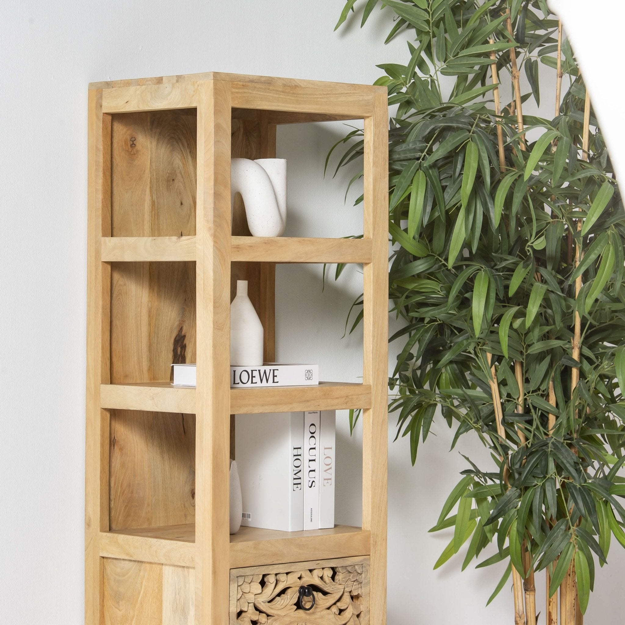 DABORA CARVING WOODEN BOOKSHELF - Art and craft furniture