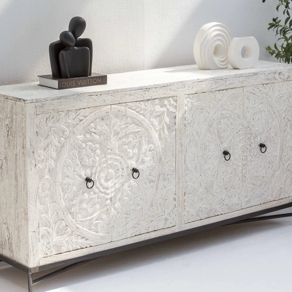 Dabora Carving Wooden Four Door Sideboard - Art and craft furniture