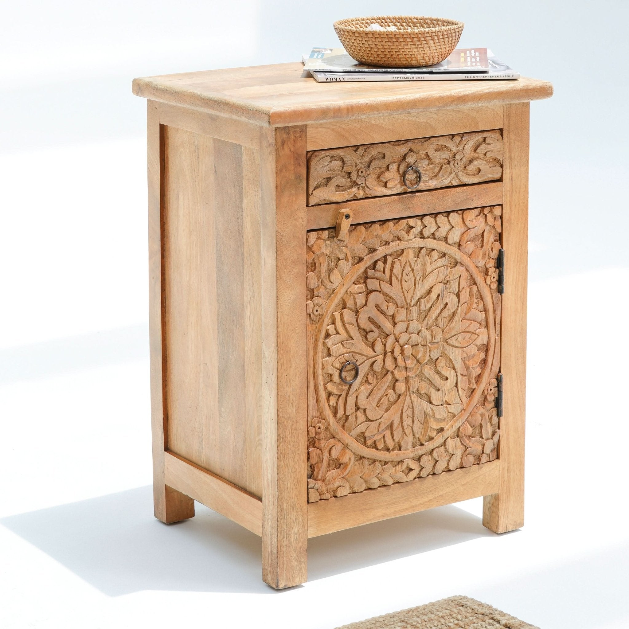 DABORA ONE DRAWER ONE DOOR NIGHTSTAND TABLE - Art and craft furniture
