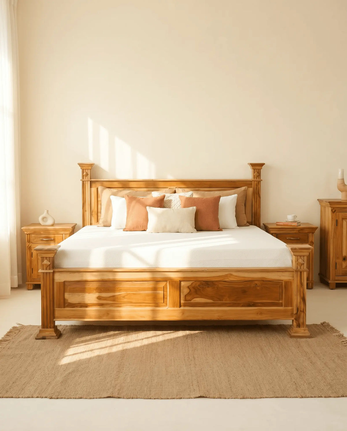 Diamond Sheesham Wood Bed - Art and craft furniture