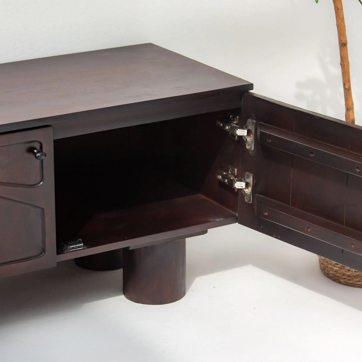 DANISH-BROWN FOUR DOOR TV STAND - Art and craft furniture