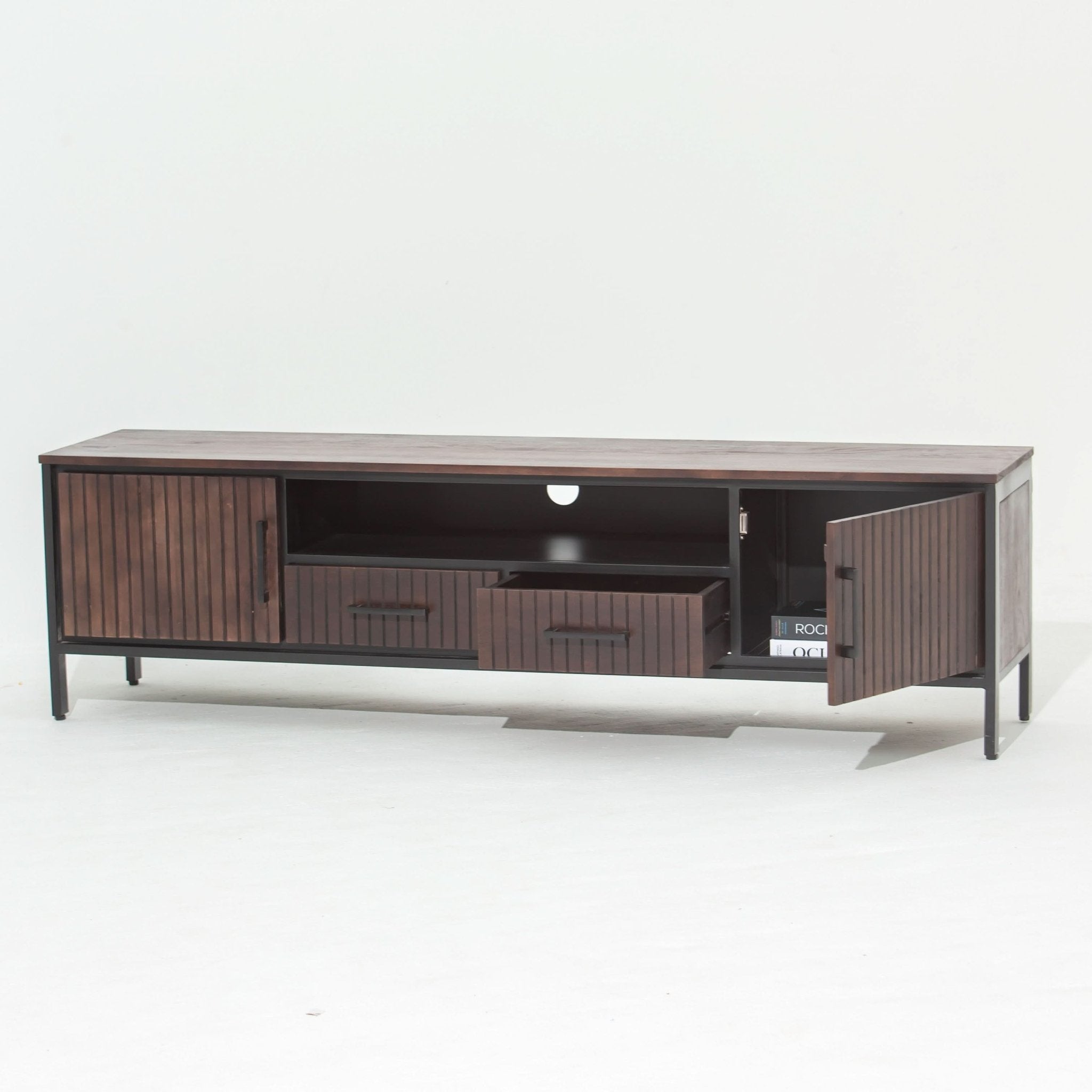 DANISH-LINING TWO DOOR TWO DRAWER TV STAND - Art and craft furniture