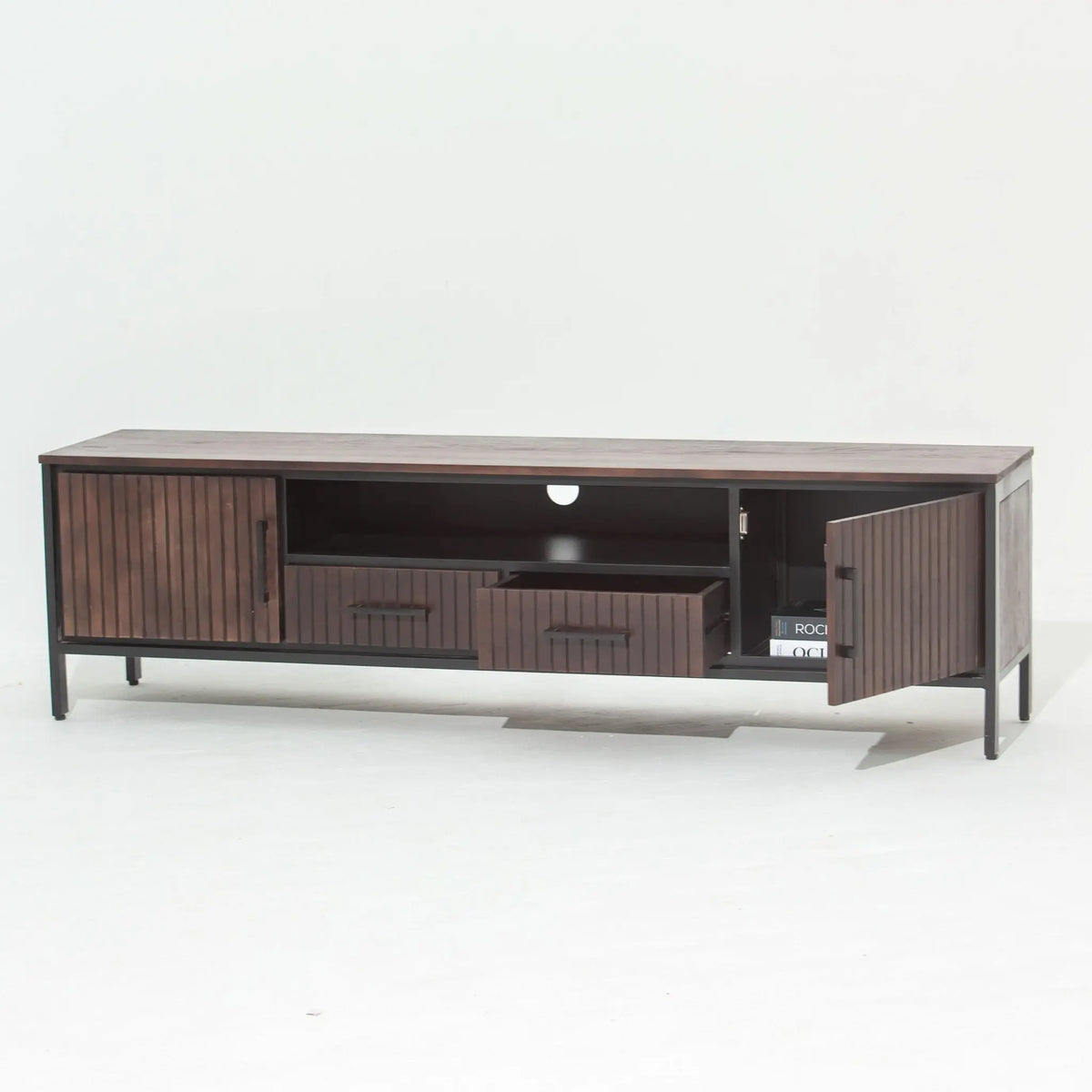 DANISH-LINING TWO DOOR TWO DRAWER TV STAND - Art and craft furniture