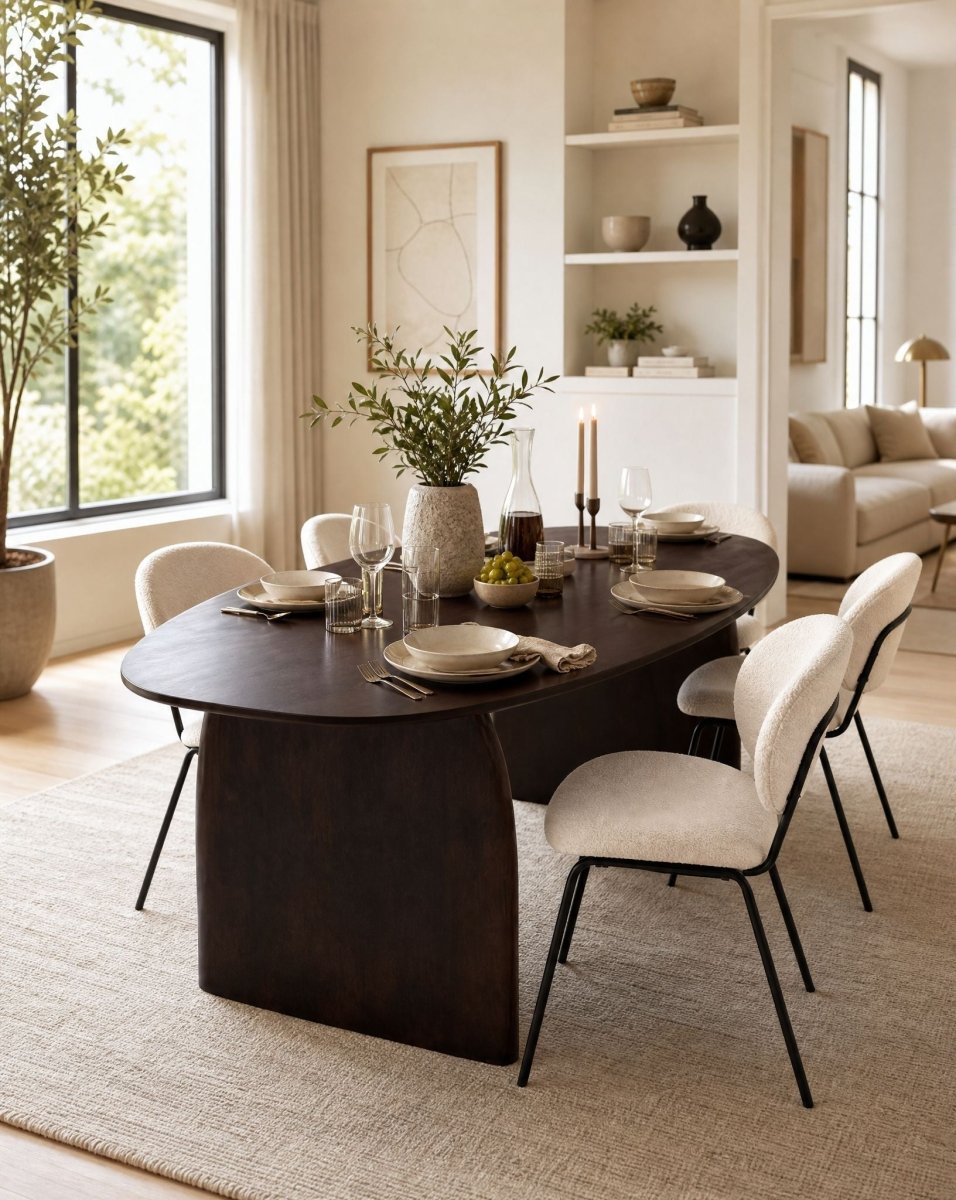 Danish Mango Wood Oval Shape Dining Table - Art and craft furniture