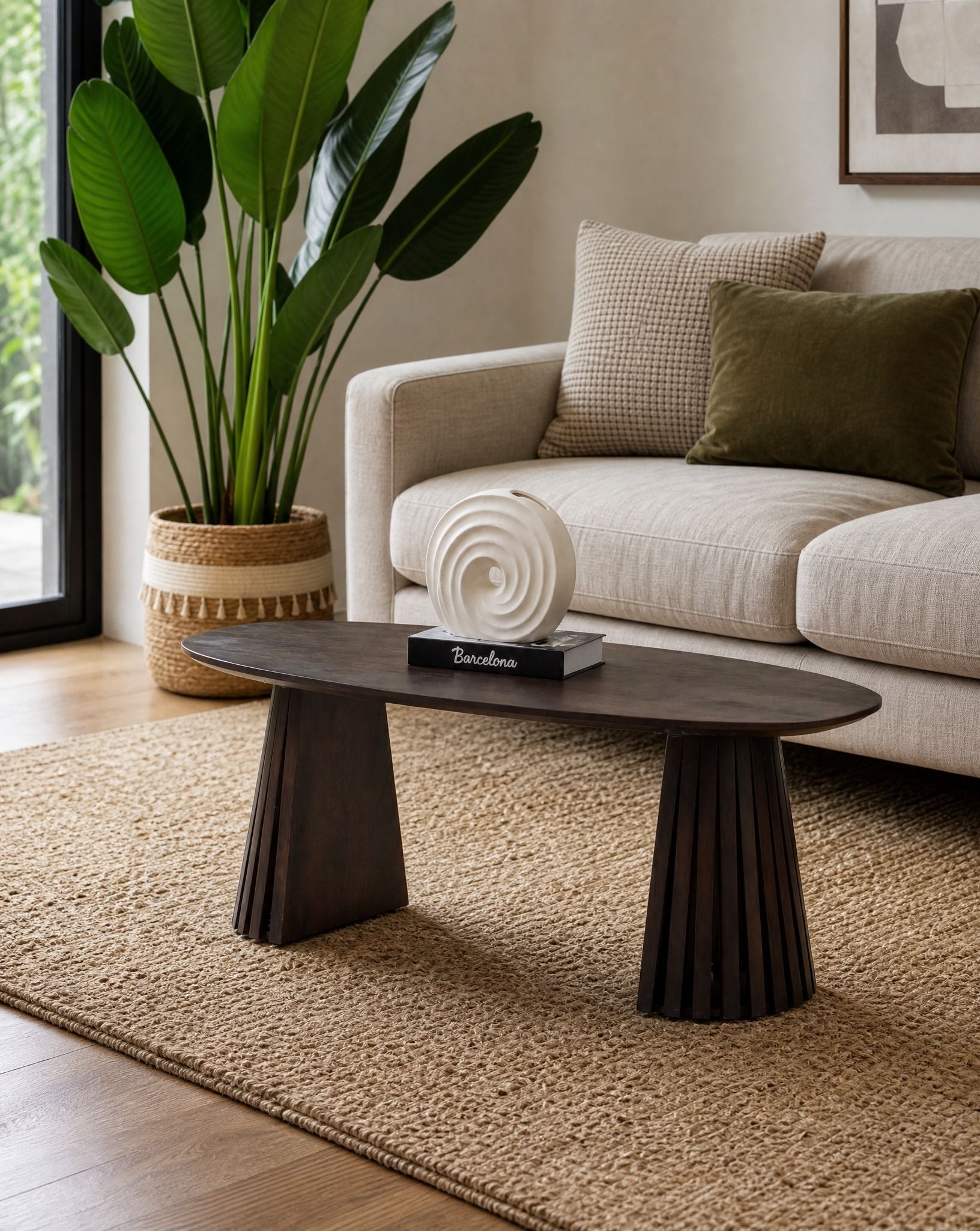 Danish Oval Mango Wood Coffee Table - Art and craft furniture