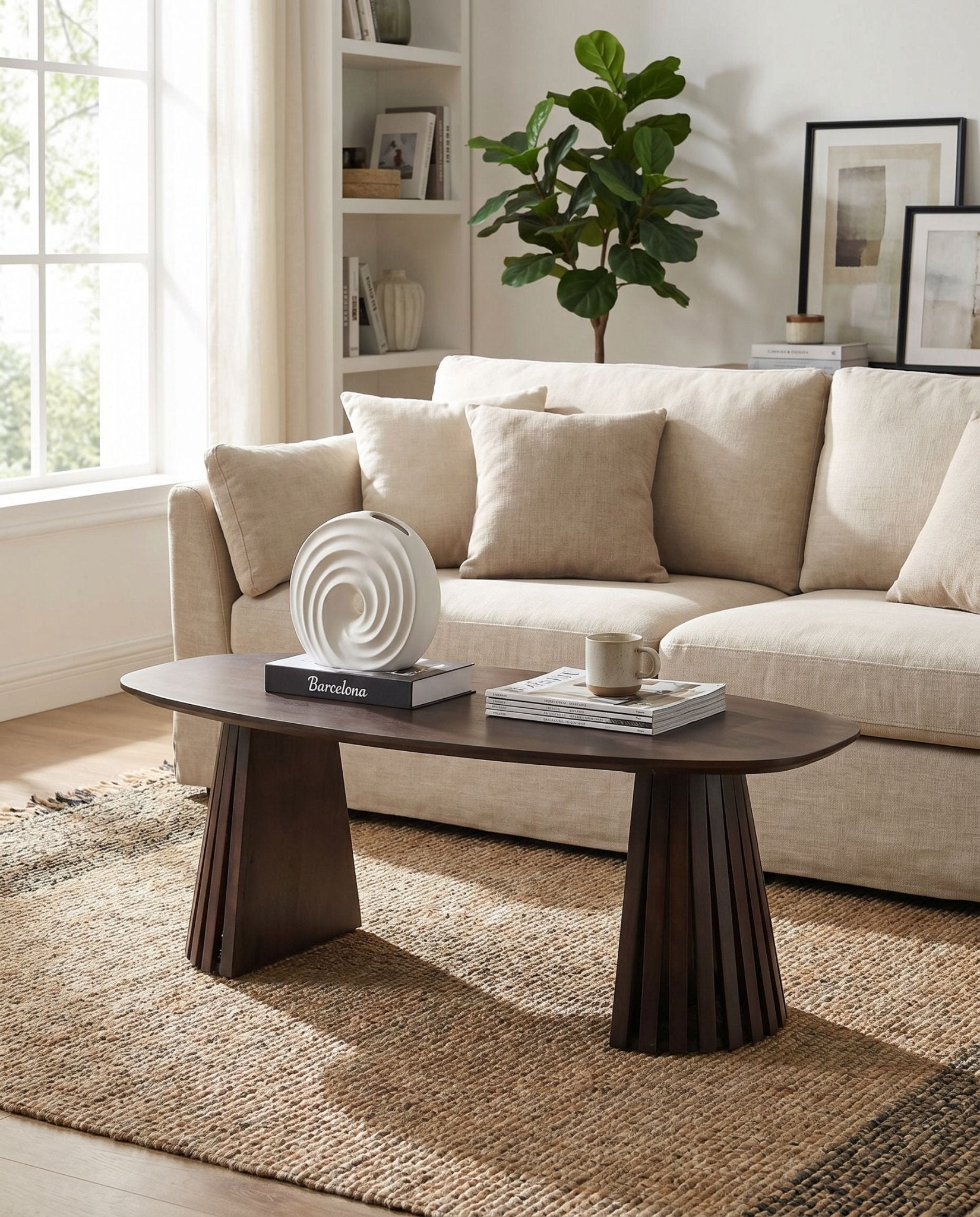 Danish Oval Mango Wood Coffee Table - Art and craft furniture