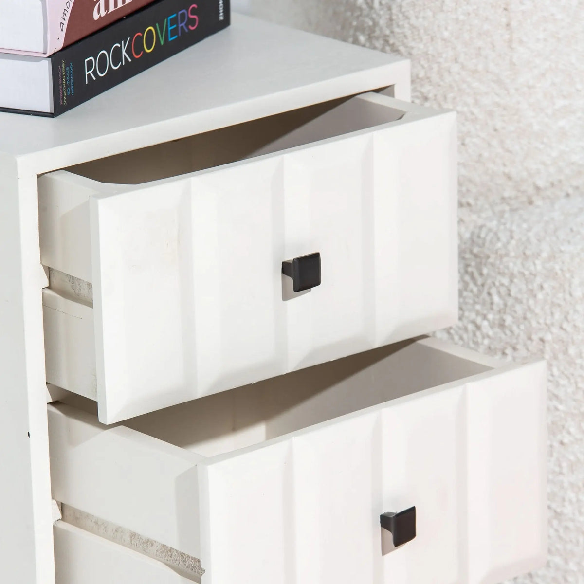 DANISH WHITE TWO DRAWER NIGHTSTAND TABLE - Art and craft furniture