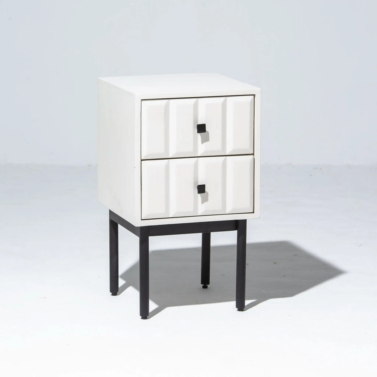 DANISH WHITE TWO DRAWER NIGHTSTAND TABLE - Art and craft furniture