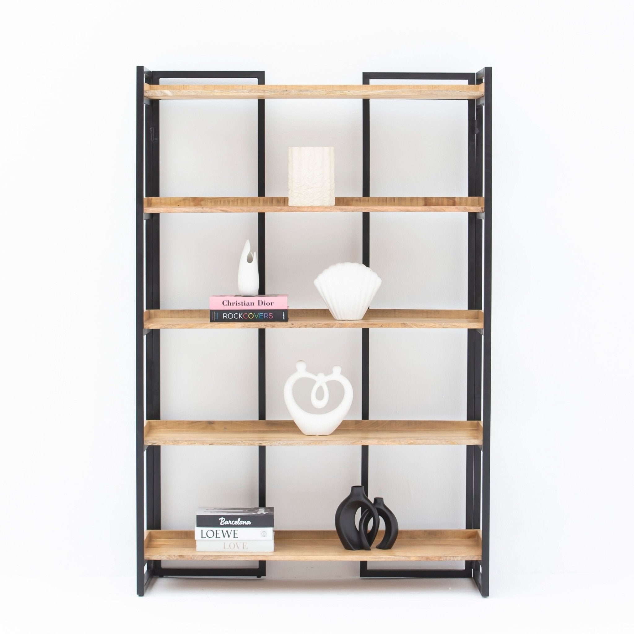 DANISH WOODEN INDUSTRIAL OPEN BOOKSHELF - Art and craft furniture