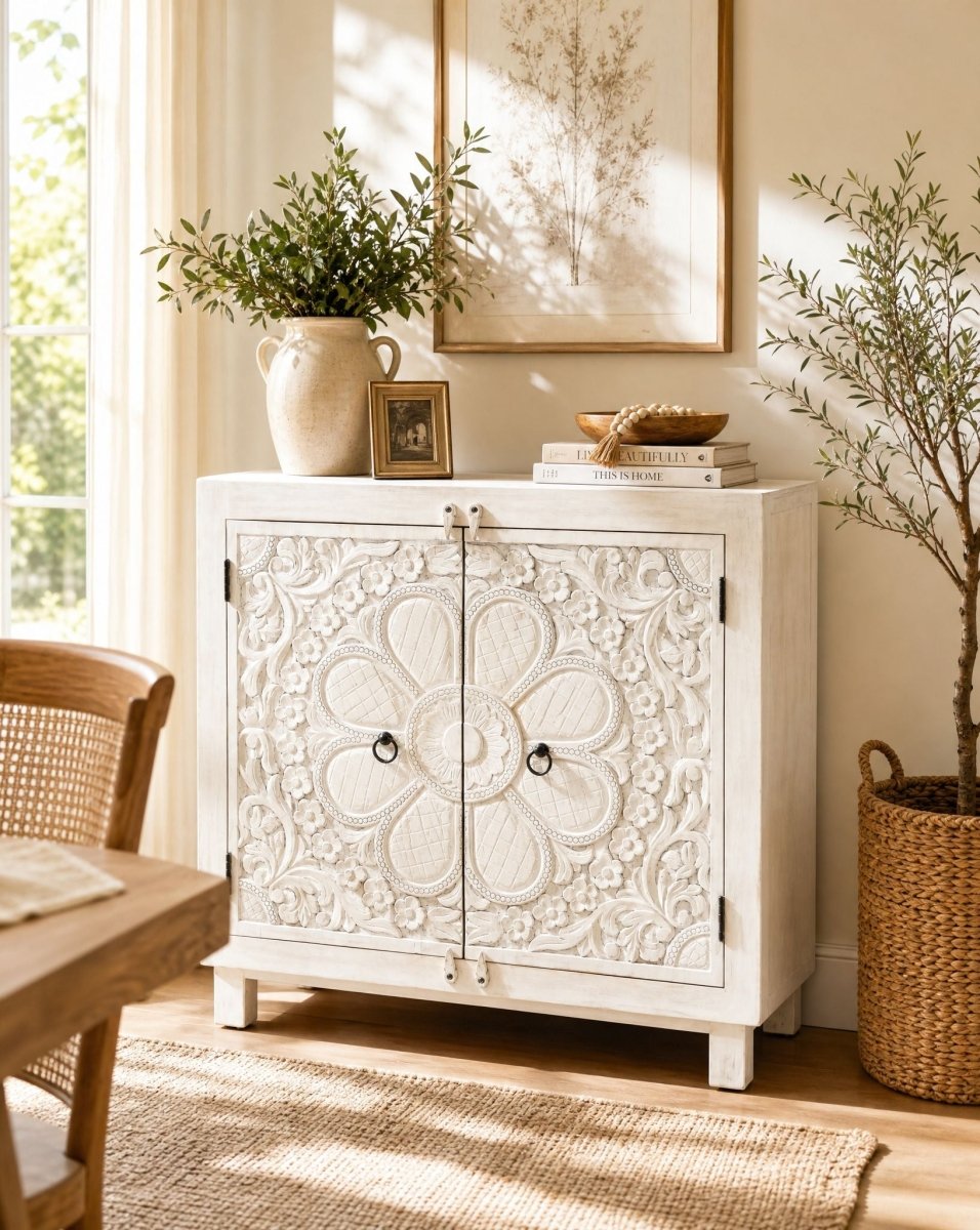 Delight Carved Two Door Sideboard - Art and craft furniture