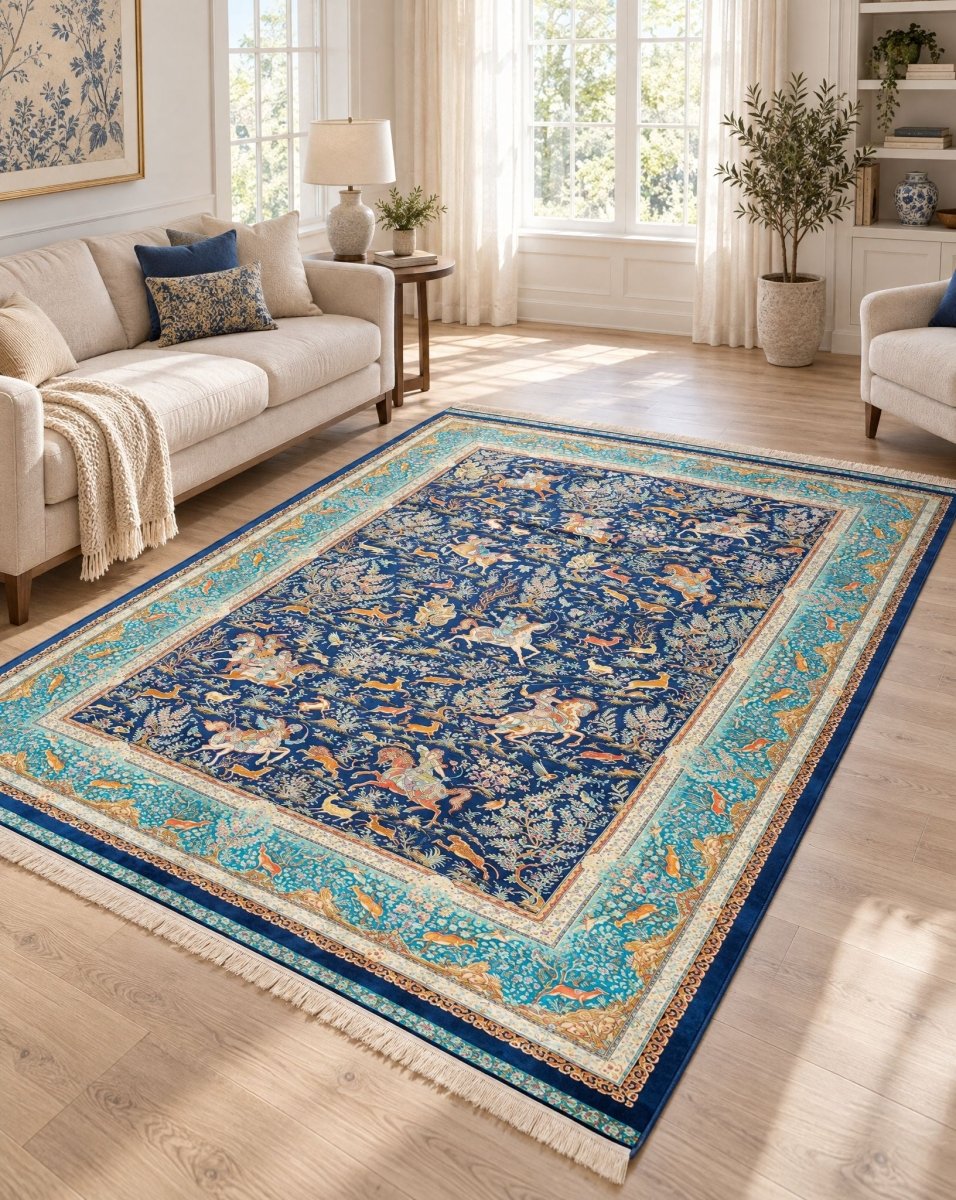 Delnaz Qom Blue Carpet - Art and craft furniture