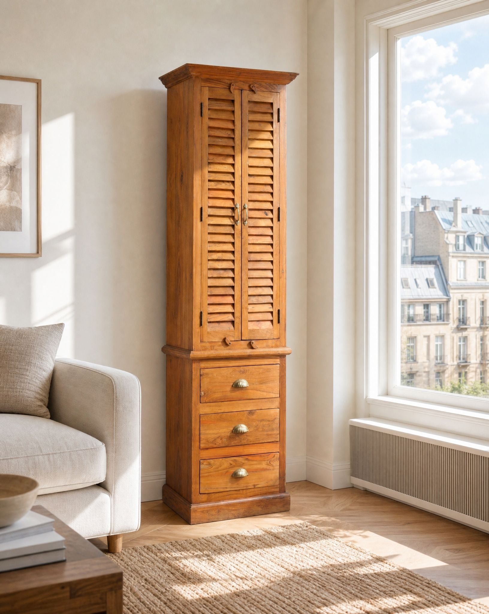 Elaris Teak Wood Cabinet - Art and craft furniture
