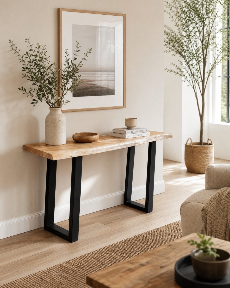 Elena Acacia Wood U Leg Console Table - Art and craft furniture