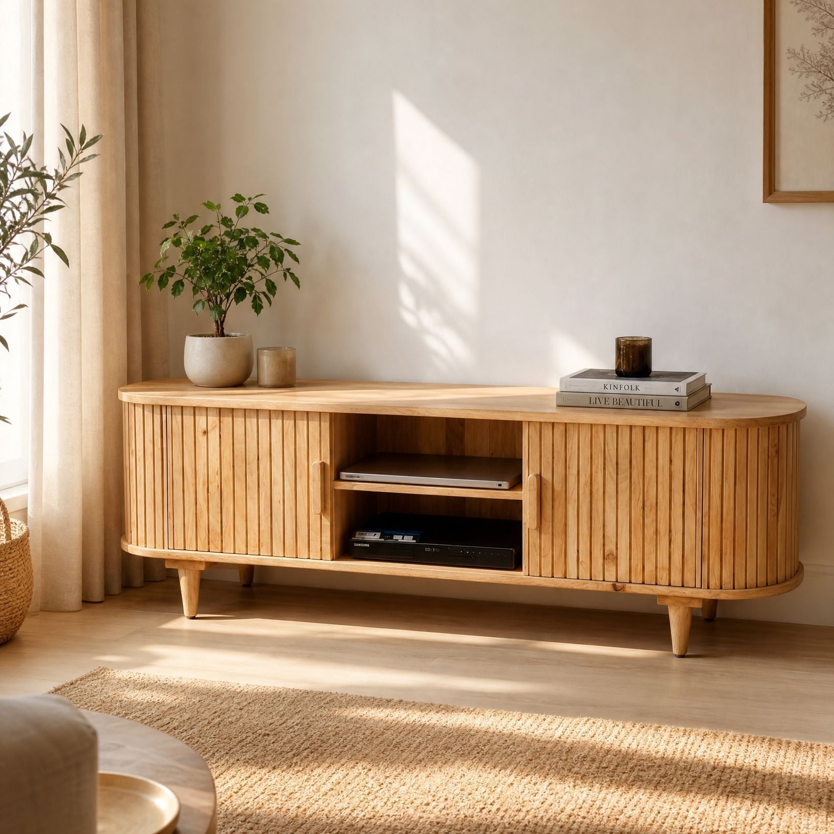 ELISKA TWO DOOR MANGO WOOD TV STAND - Art and craft furniture