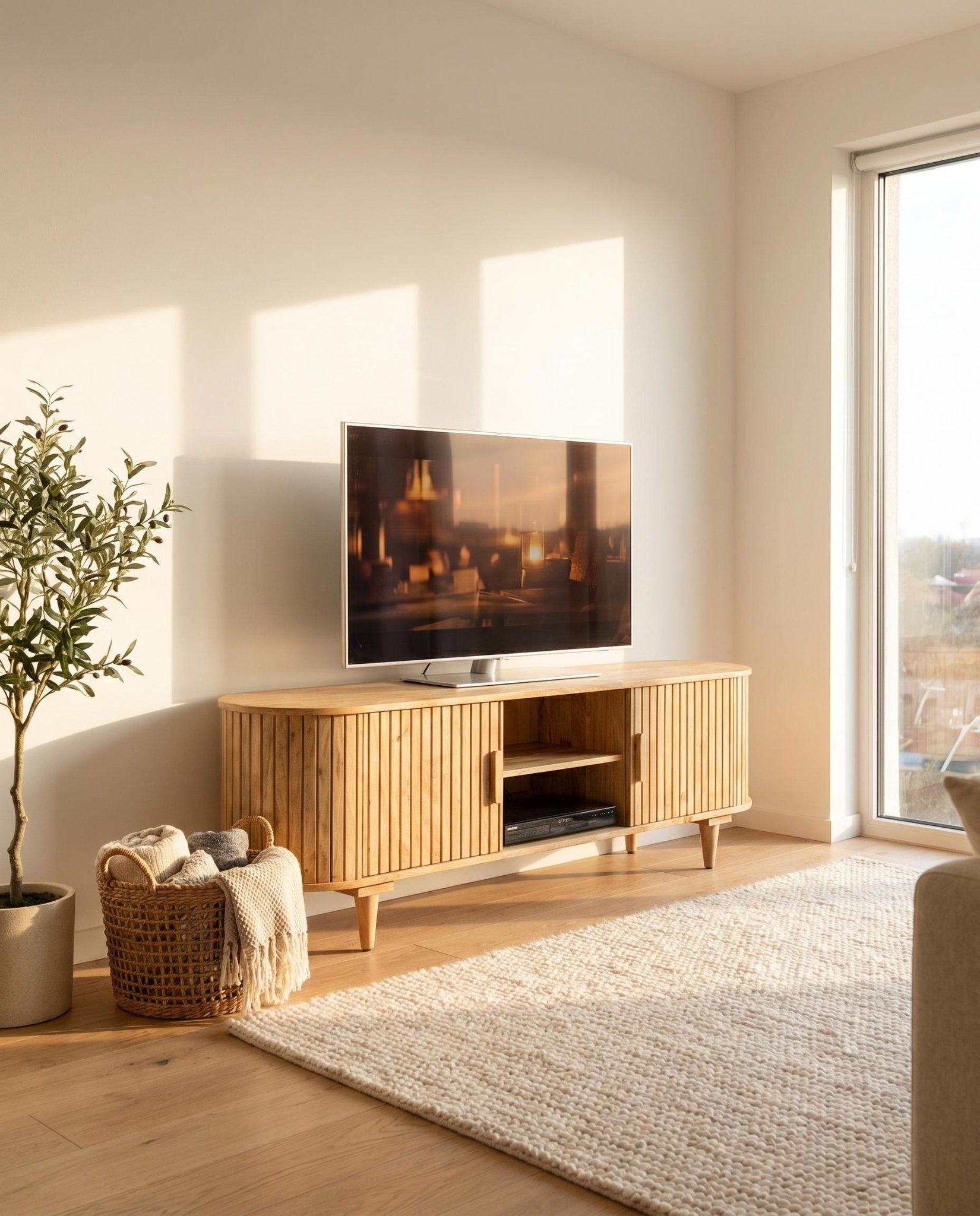 ELISKA TWO DOOR MANGO WOOD TV STAND - Art and craft furniture