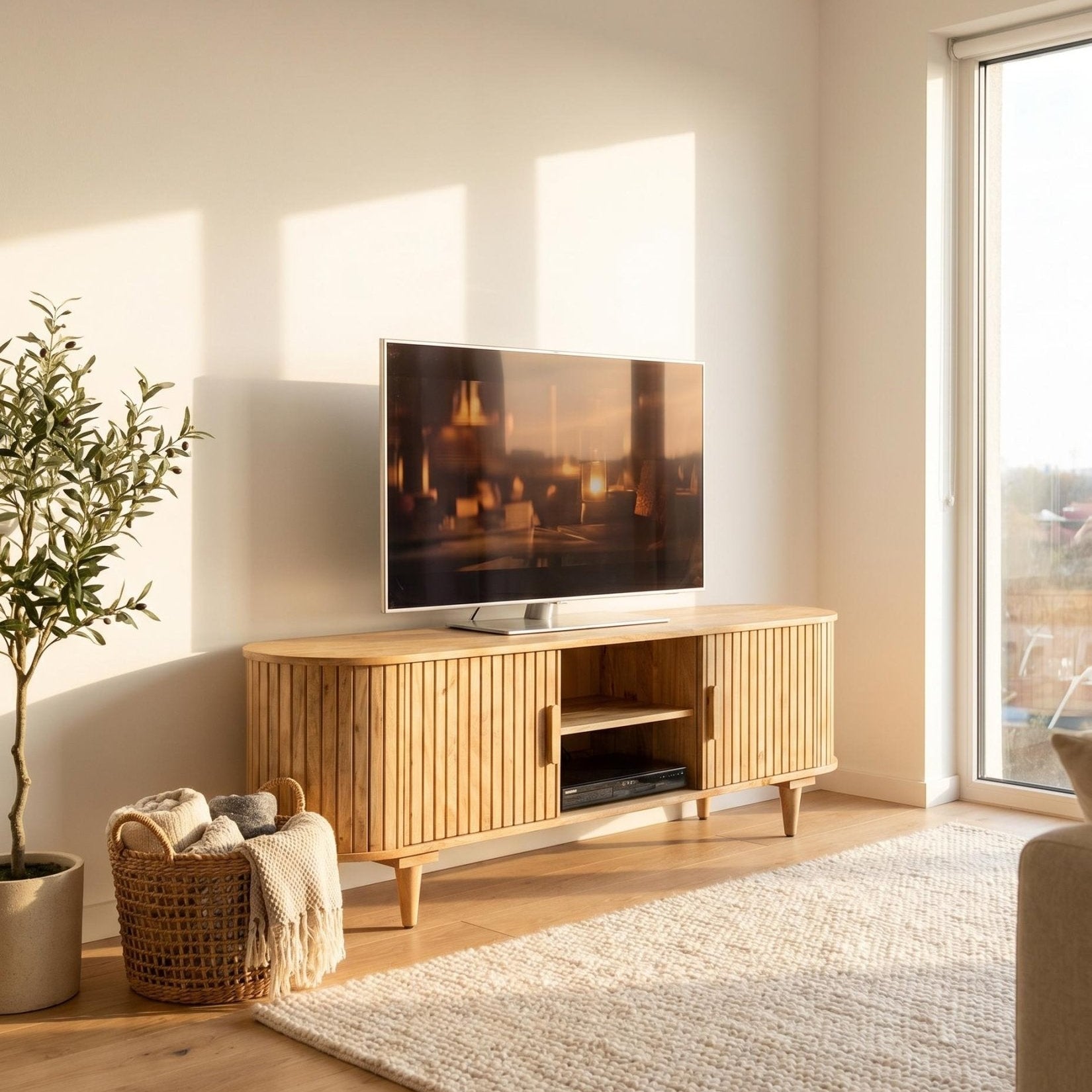 ELISKA TWO DOOR MANGO WOOD TV STAND - Art and craft furniture