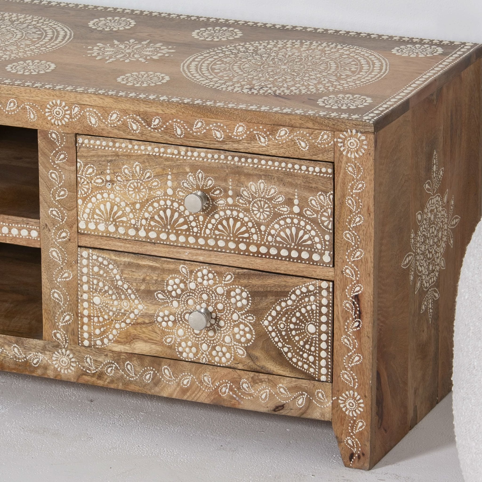 ELMORA PAINTING WOODEN TV STAND - Art and craft furniture