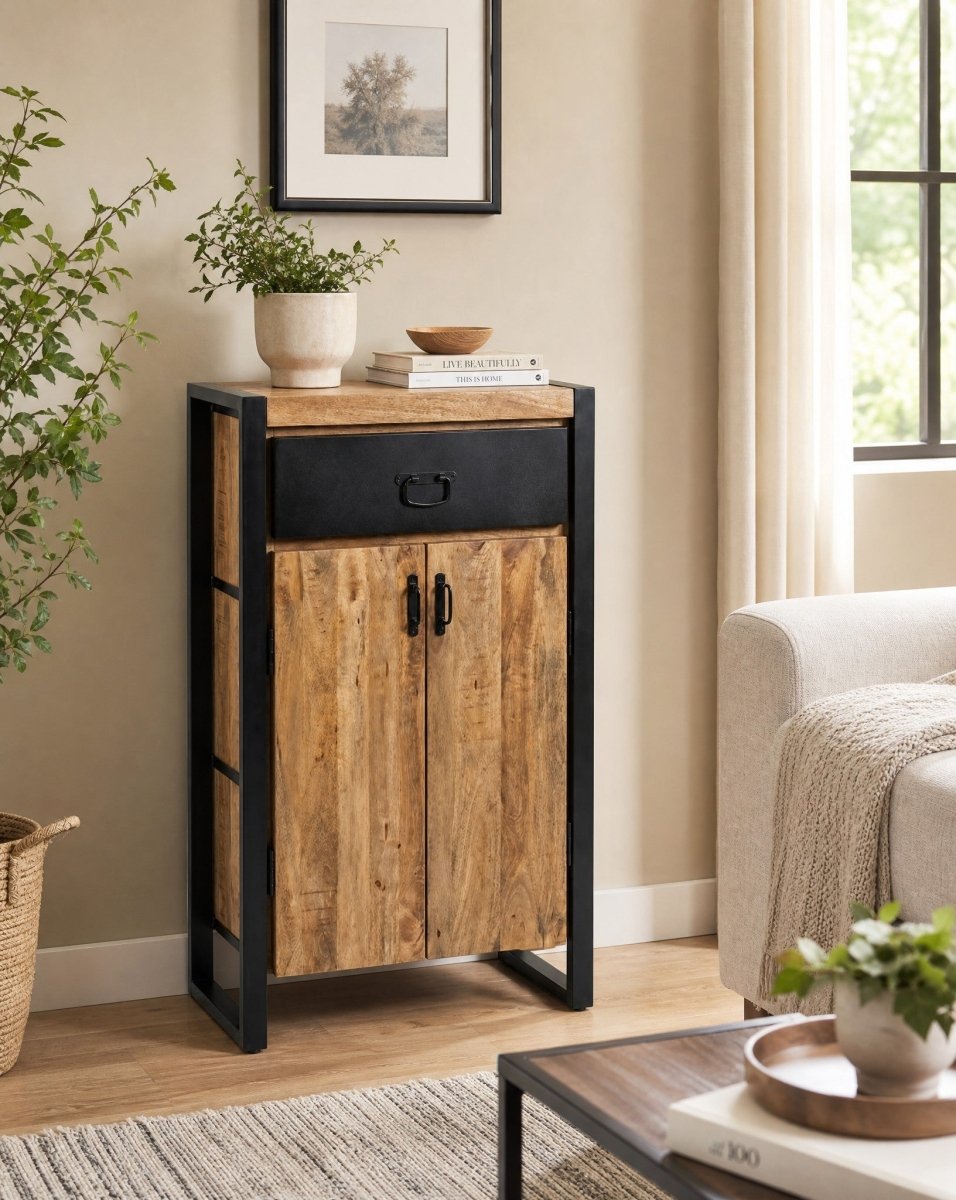 Eloria Mango Wood Storage Cabinet - Art and craft furniture