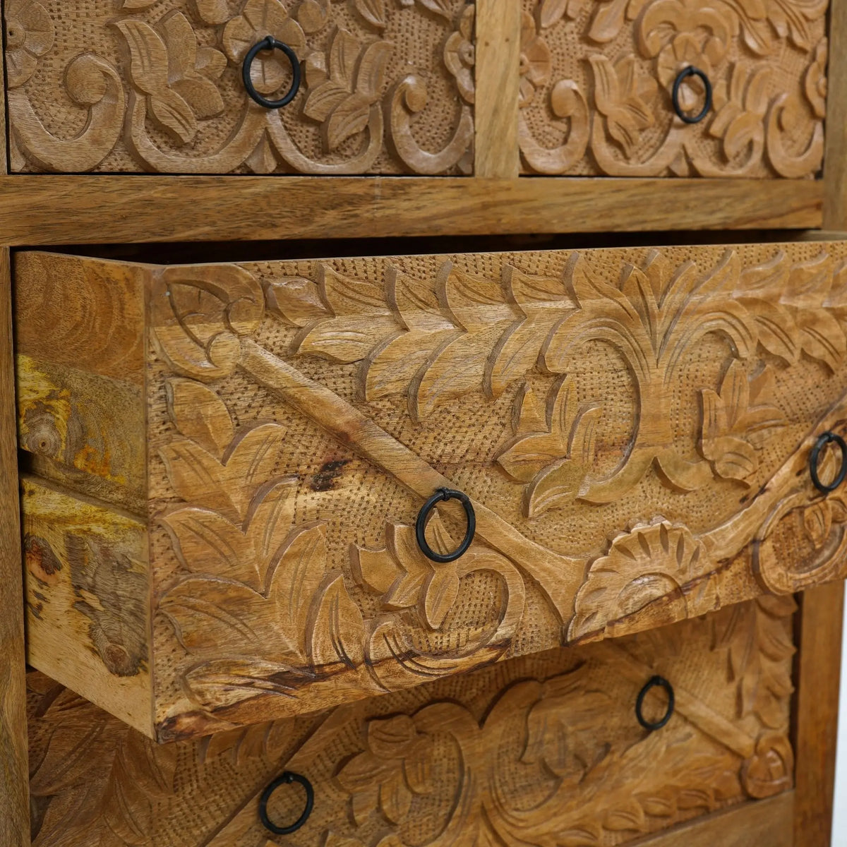 Esperance Mango Carved Eight Drawer Chest of Drawer - Art and craft furniture