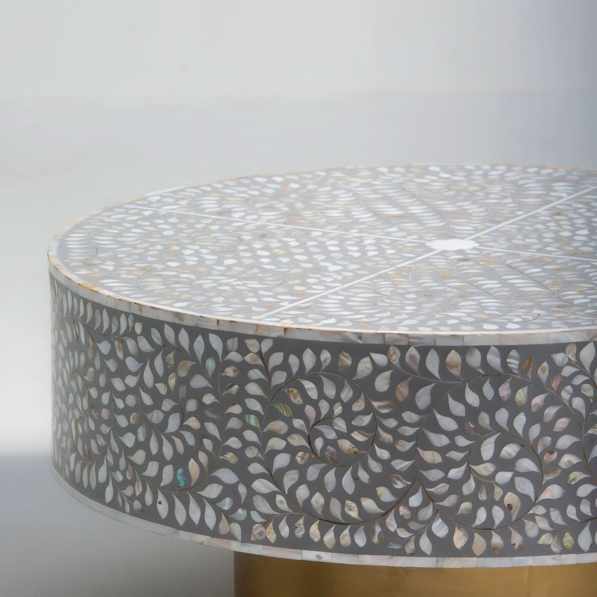 FLORAL GREY MOTHER OF PEARL COFFEE TABLE - Art and craft furniture