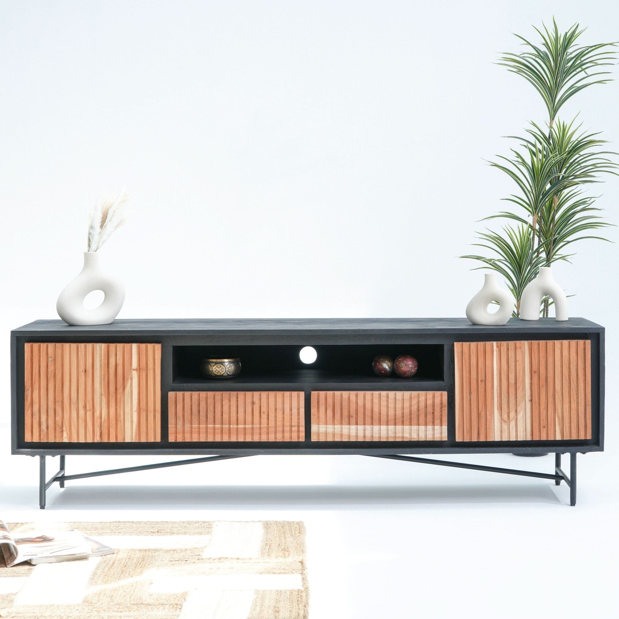 FLORENCE ACACIA TWO DOOR TWO DRAWER TV STAND - Art and craft furniture
