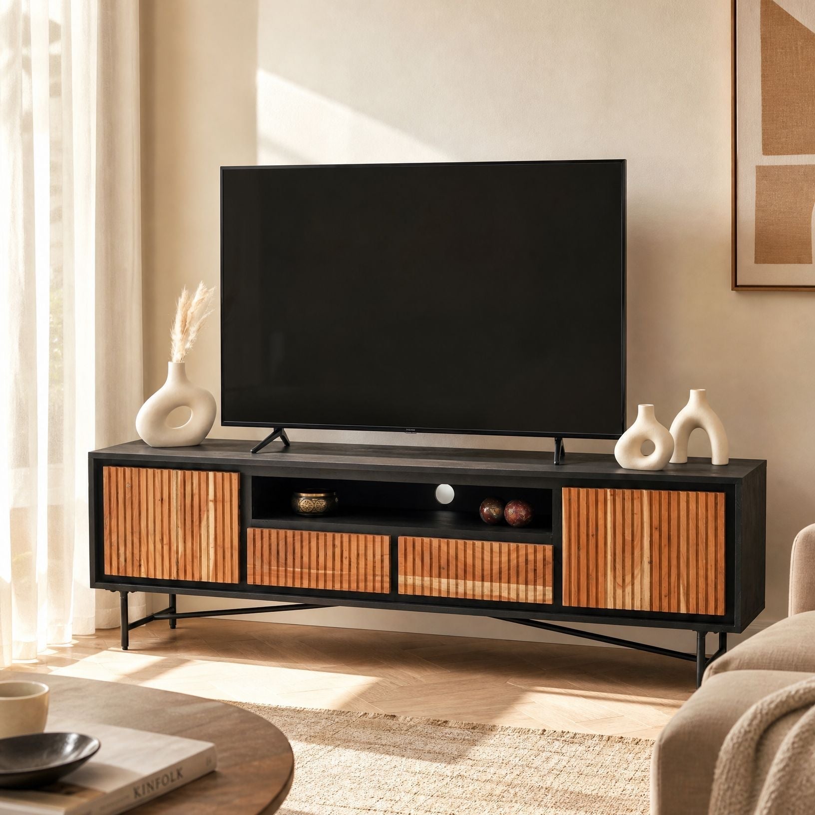 Florence Acacia Wooden Tv stand - Art and craft furniture