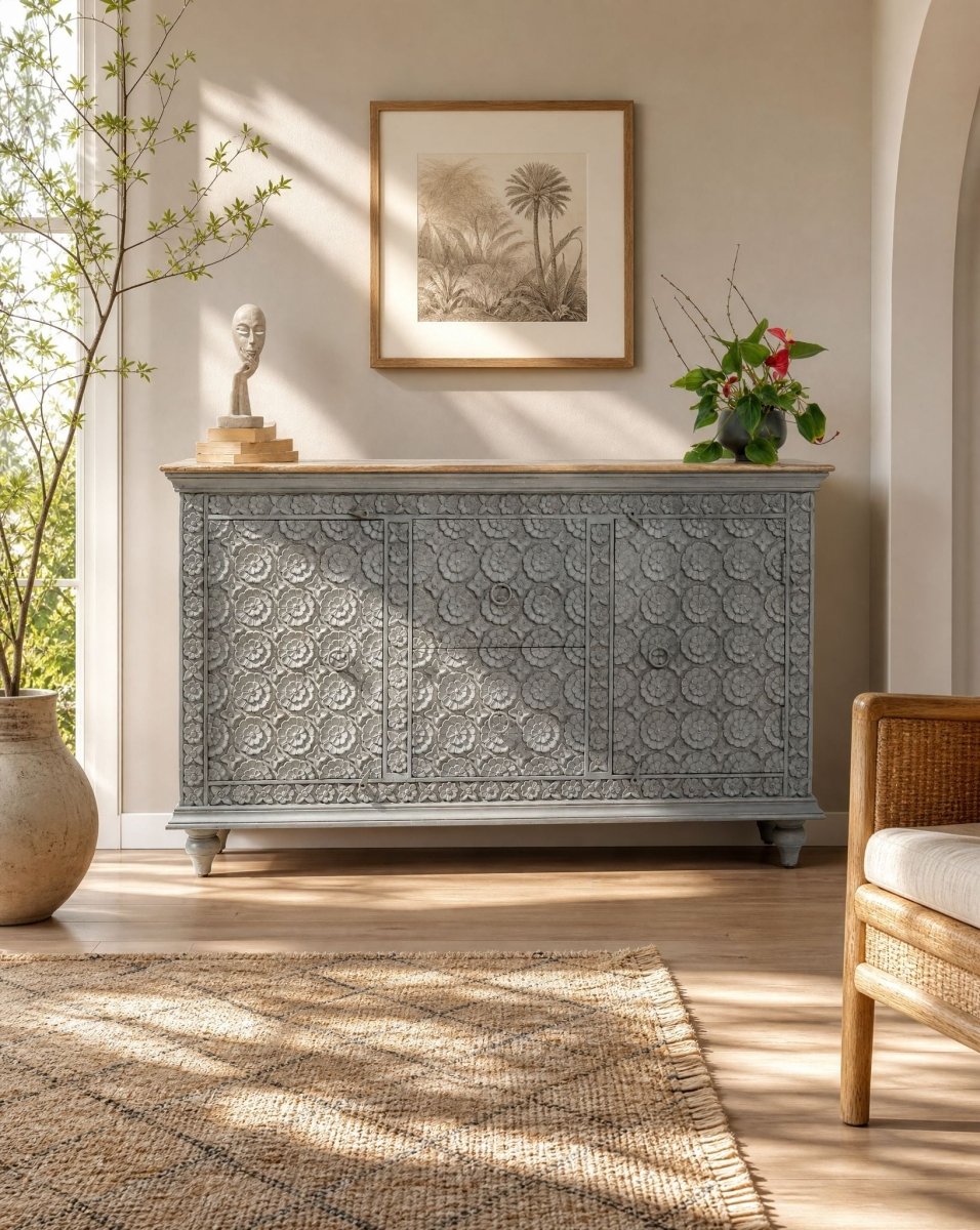 Florix 2 door 2 drawer Wooden Sideboard - Art and craft furniture