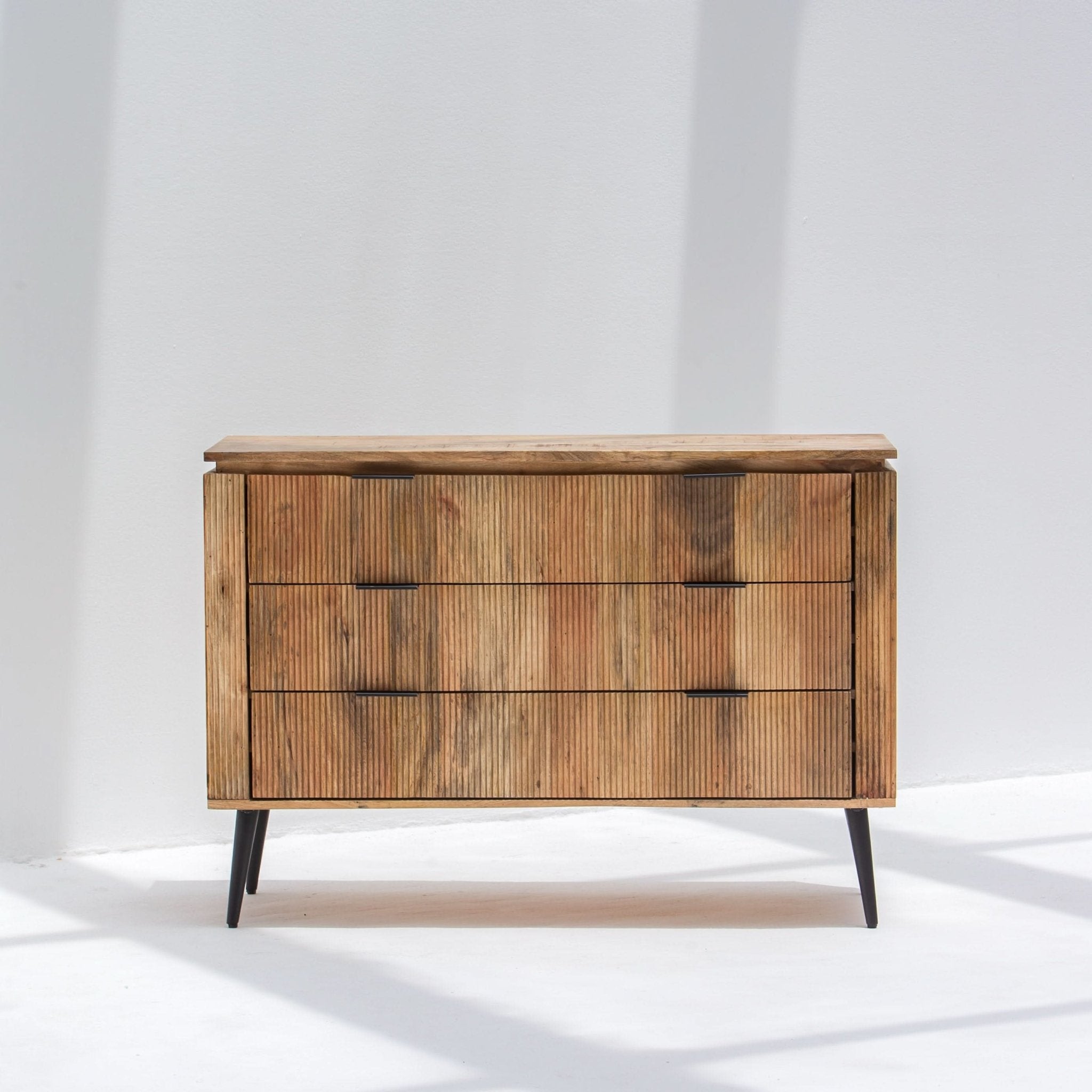 FLUTELINE WOODEN THREE DRAWER DRAWCHEST - Art and craft furniture