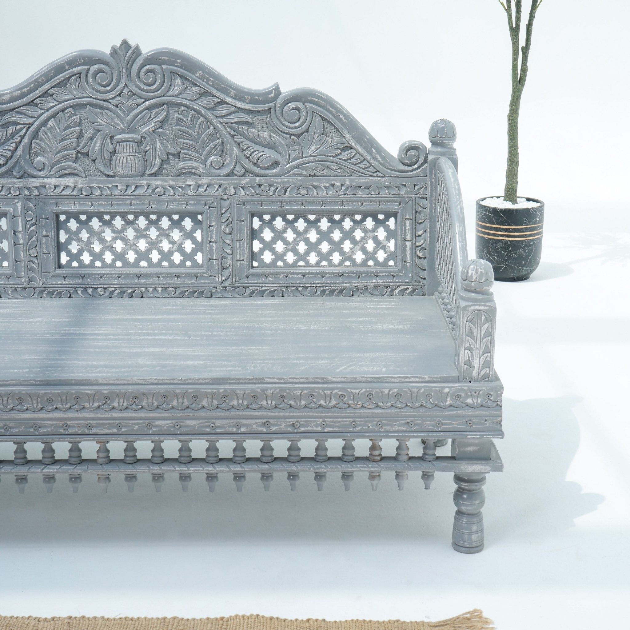 GEORGIA WOODEN CARVING SOFA - Art and craft furniture
