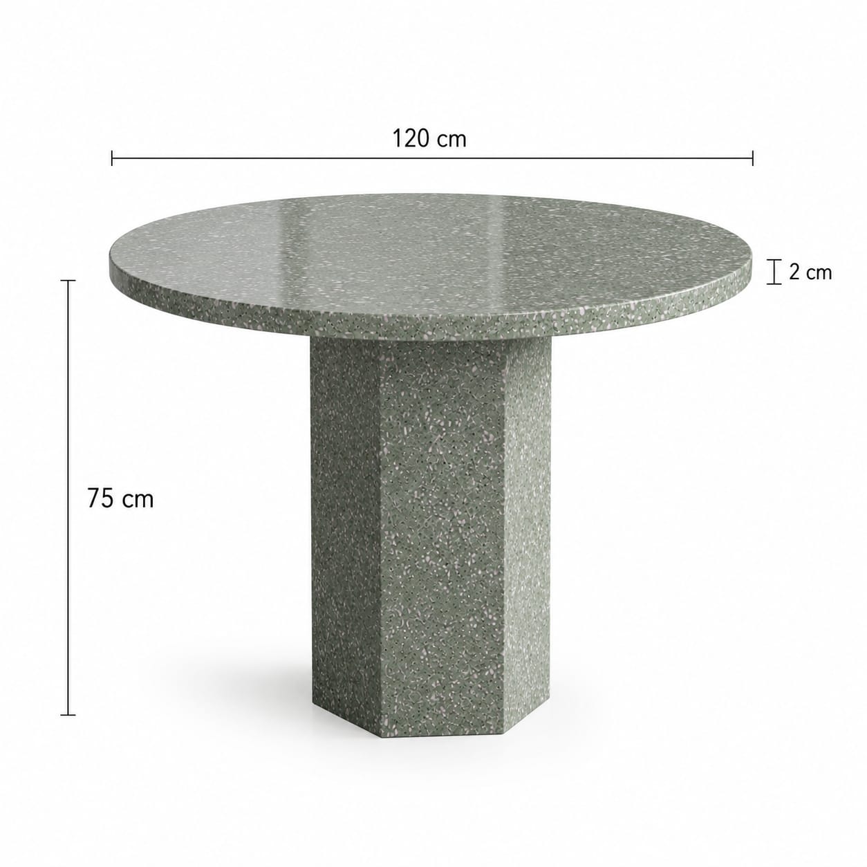 Green Quartz Round Dining Table – Polished | Hexagonal Base - Art and craft furniture