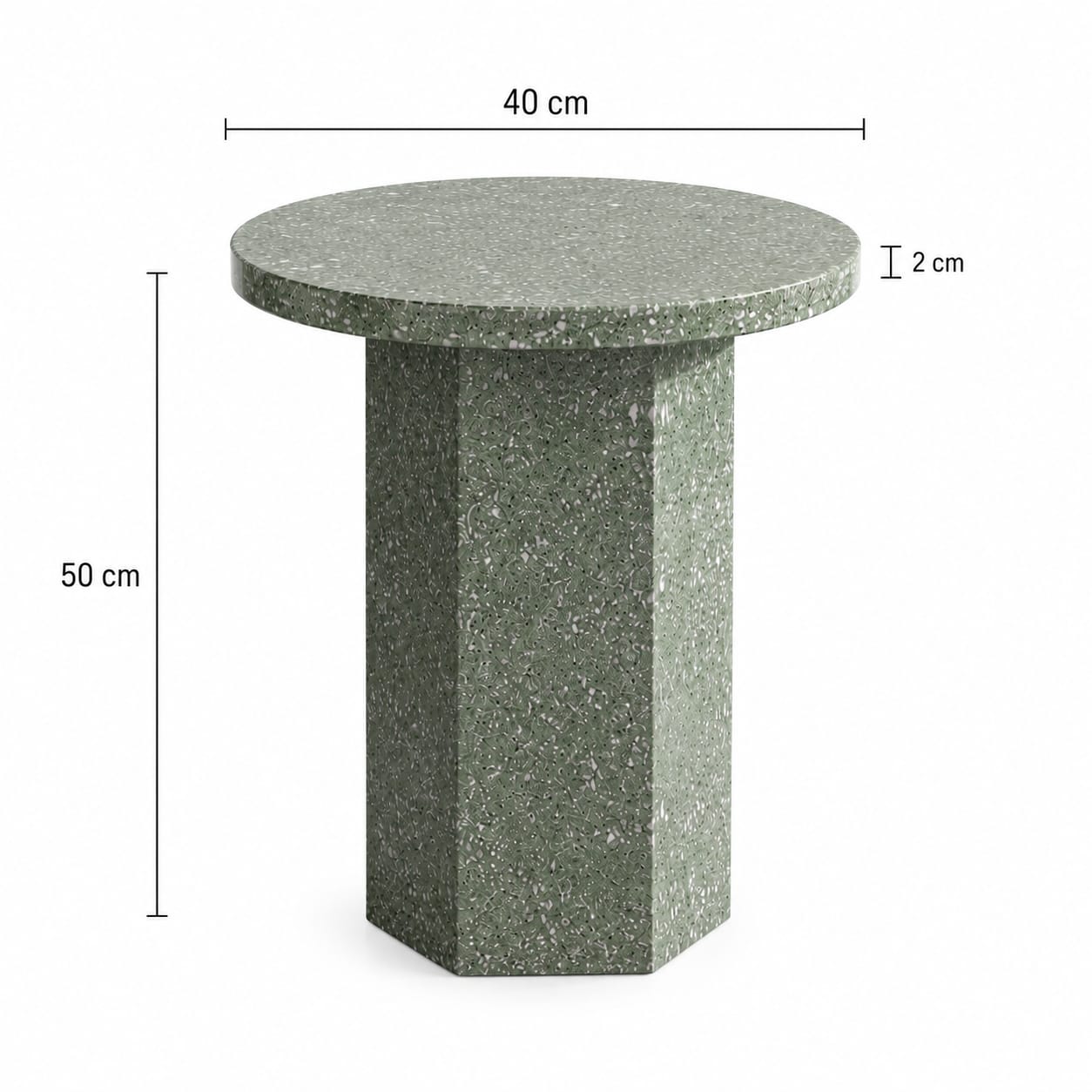 Green Quartz Side Table – Polished Finish | Hexagonal Base - Art and craft furniture