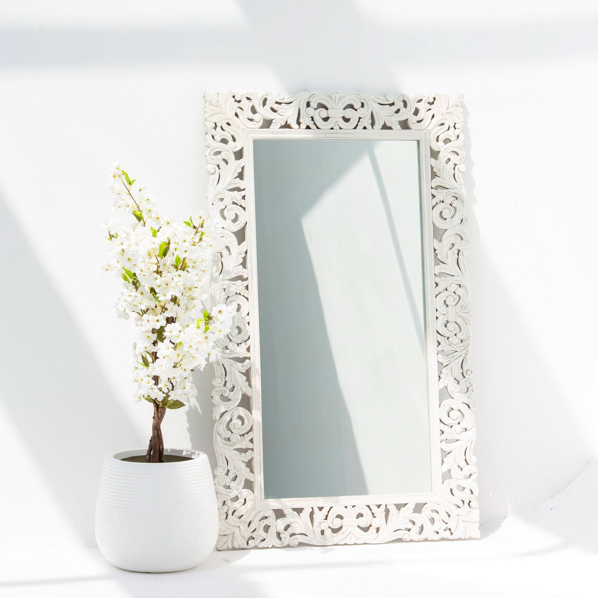 Hand carved Mango wood Mirror Frame - Art and craft furniture