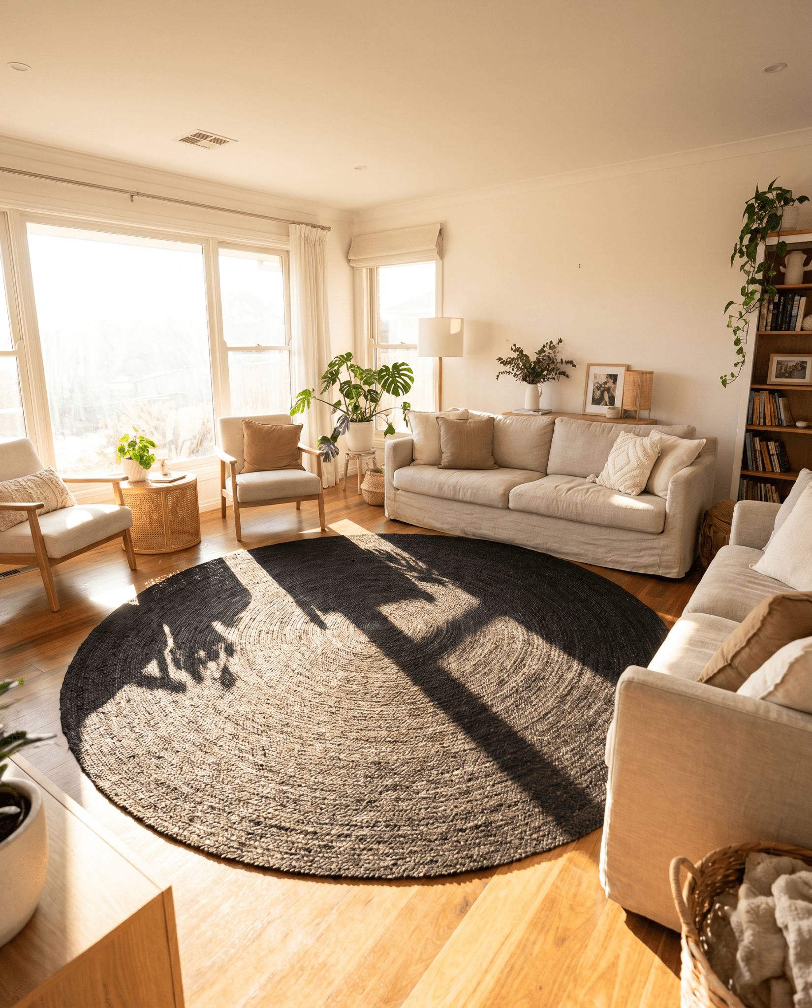 HANDWOVEN BLACK JUTE RUG - Art and craft furniture