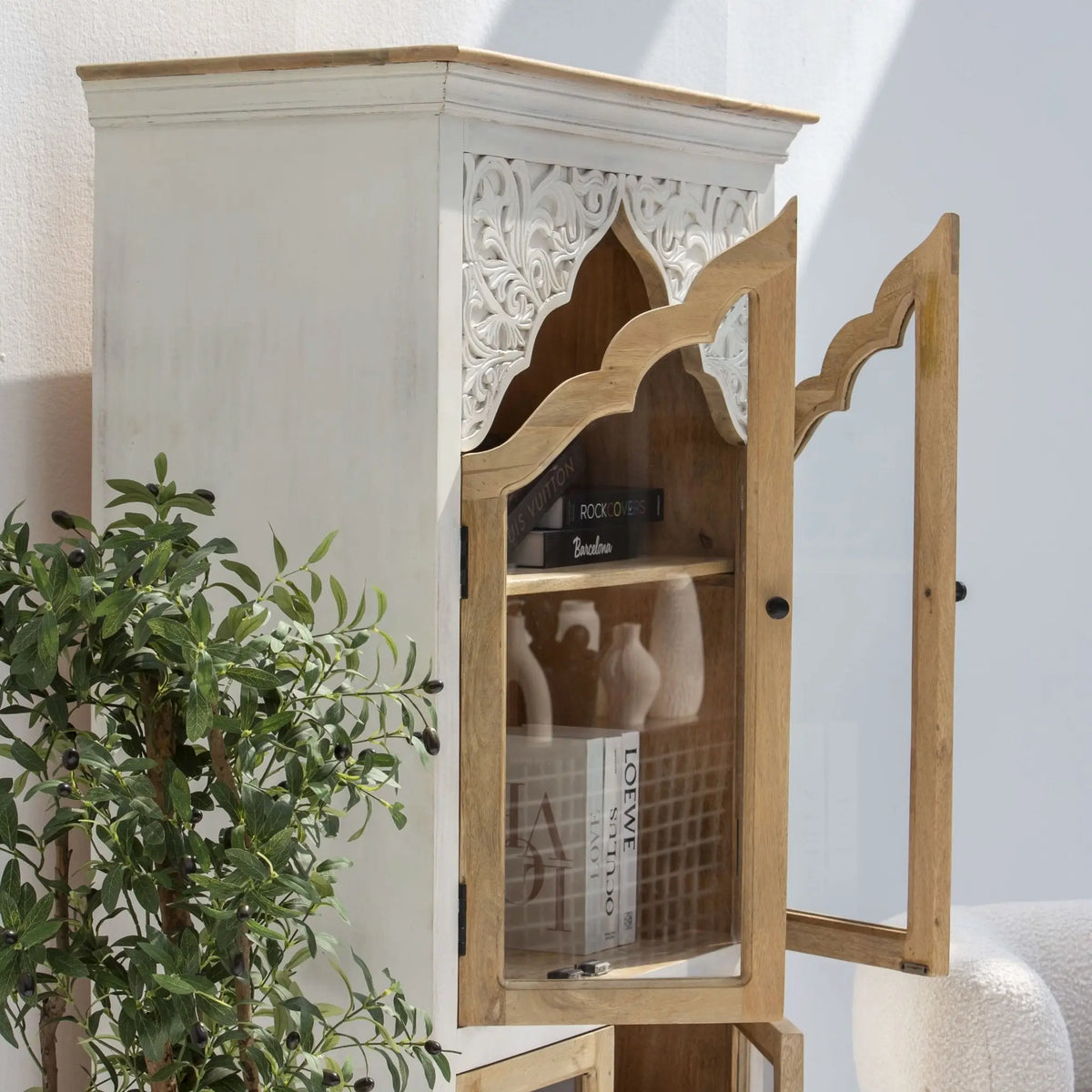 Haveli Wooden Carving Cabinet - Art and craft furniture
