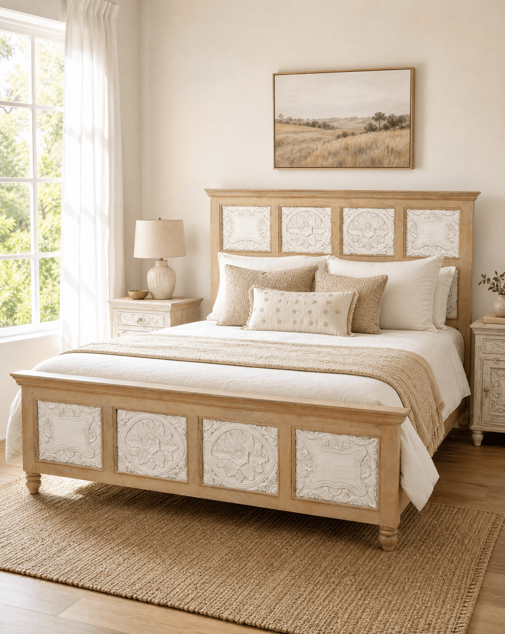 HAWAI CARVED MANGO WOOD BED - Art and craft furniture