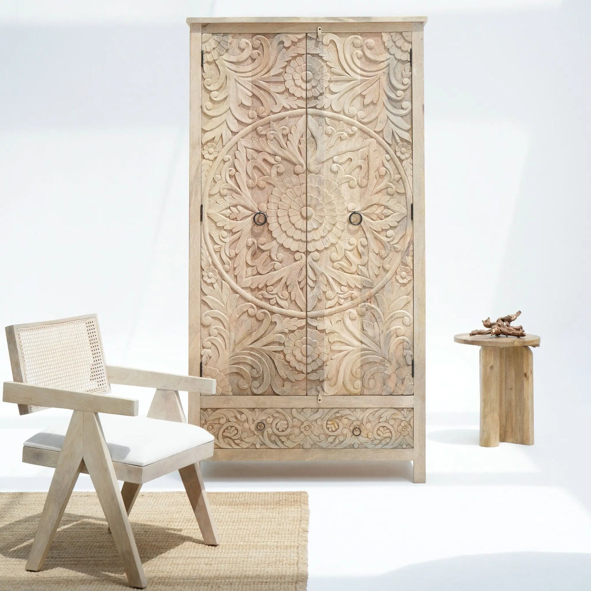 Dabora Carved Wooden Cabinet - Art and craft furniture