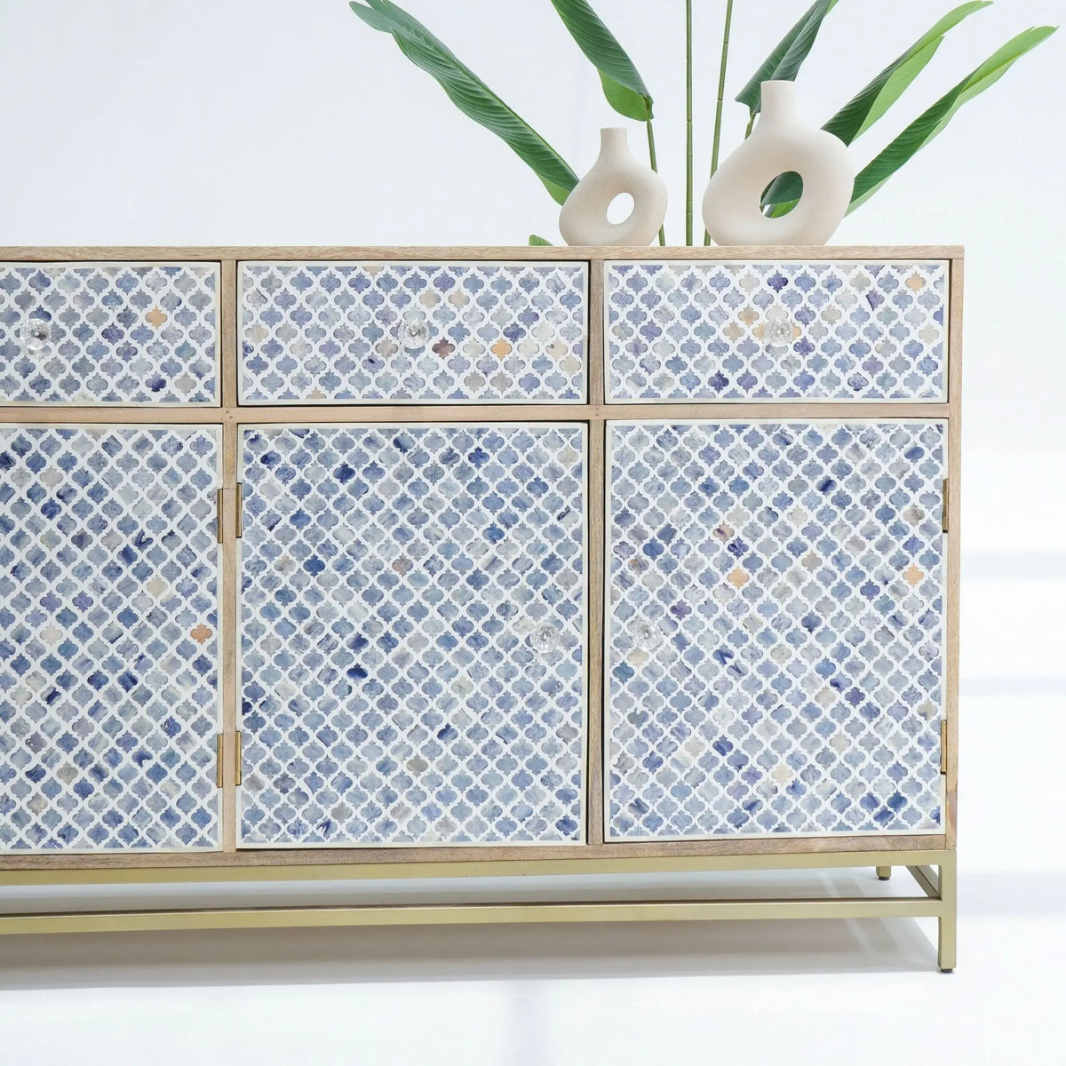 Inlay Four Door Drawer Sideboard - Art and craft furniture