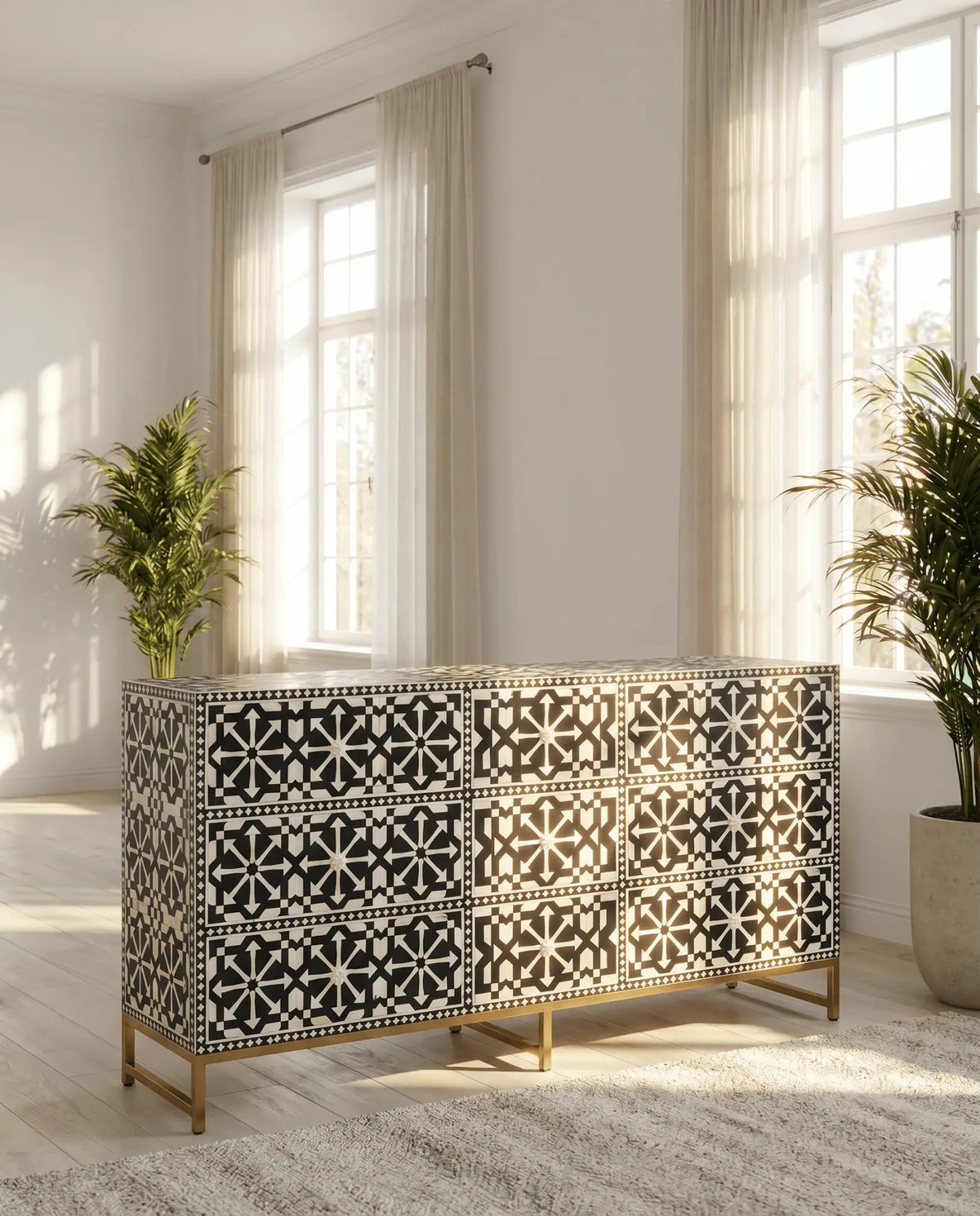 Inlay Nine Drawer Chest Of Drawer - Art and craft furniture