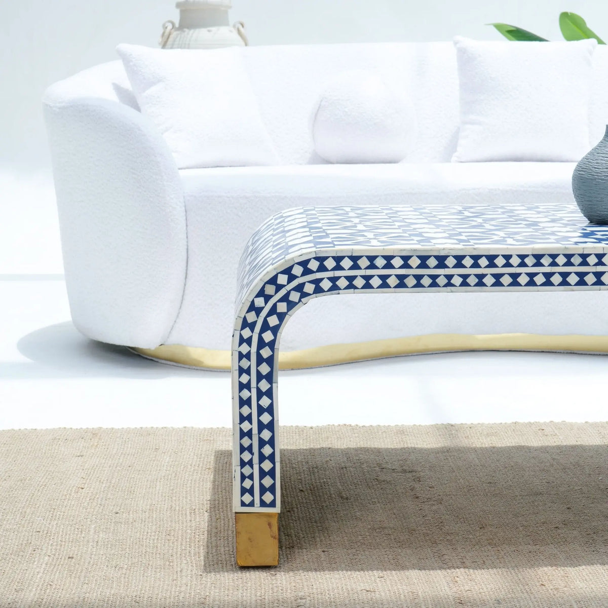 Inlay Square Blue Coffee Table - Art and craft furniture