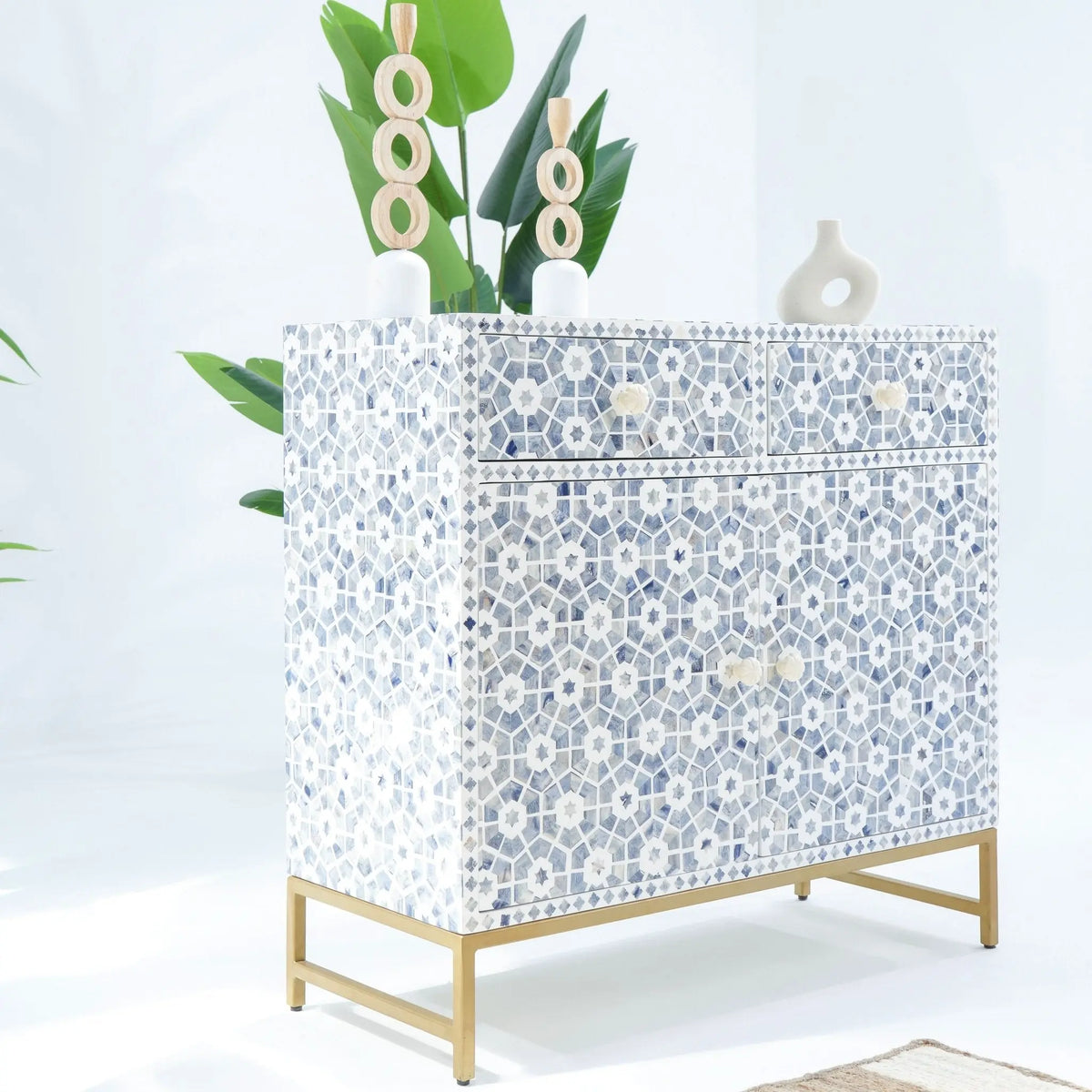 Inlay Two Drawer Sideboard - Art and craft furniture