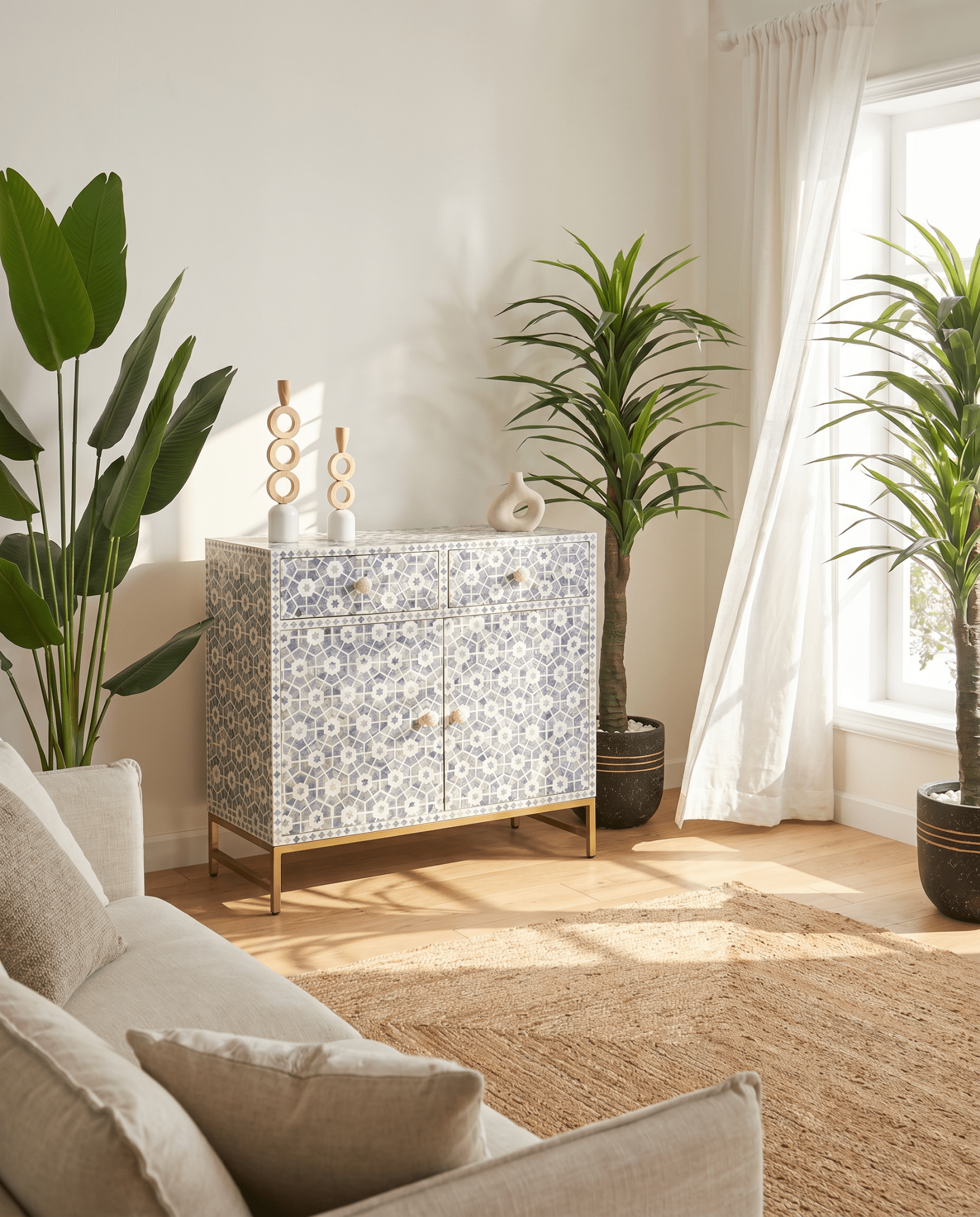 INLAY TWO DRAWER SIDEBOARD - Art and craft furniture