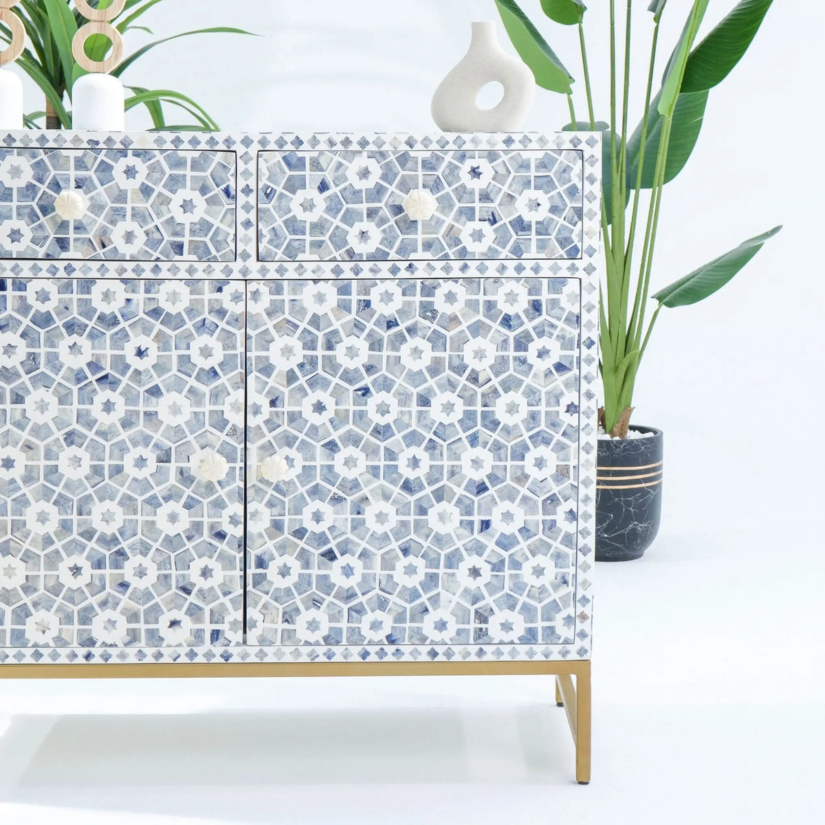 Inlay Two Drawer Sideboard - Art and craft furniture