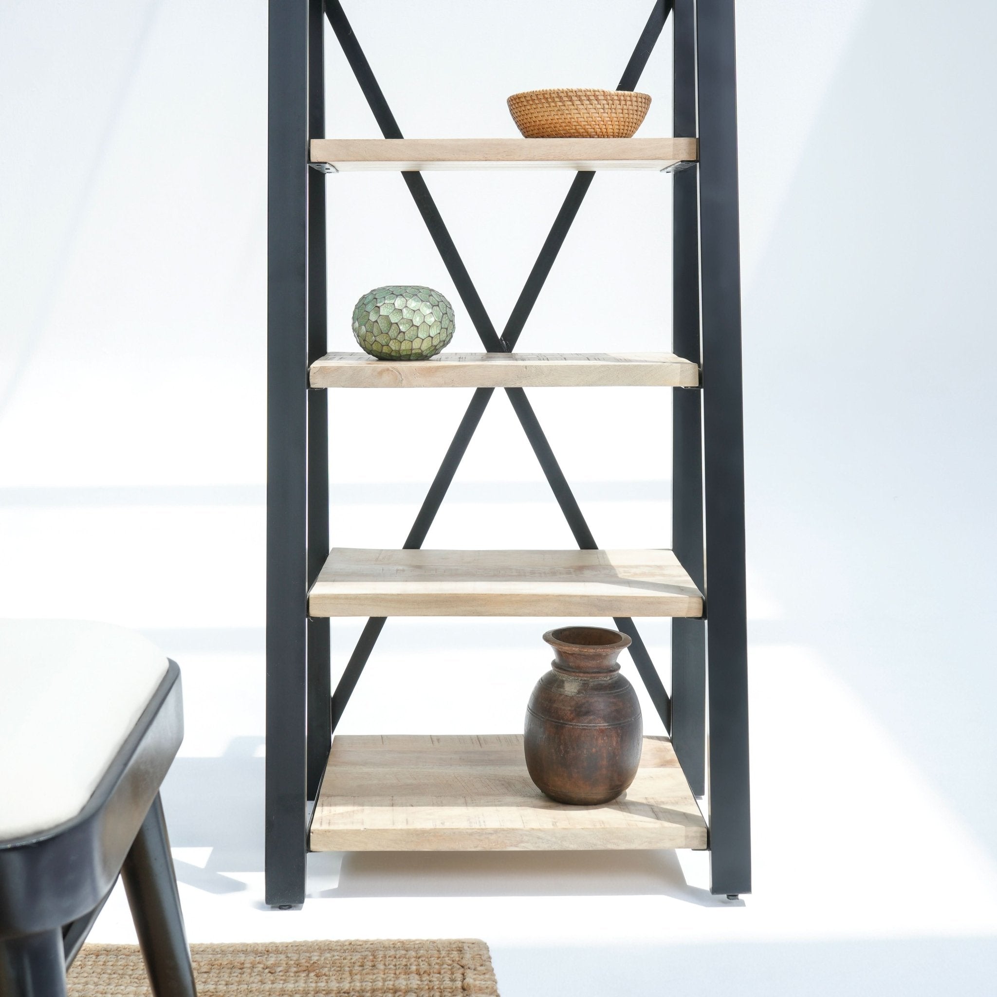 IRONIX BLACK METAL OPEN BOOKSHELF - Art and craft furniture