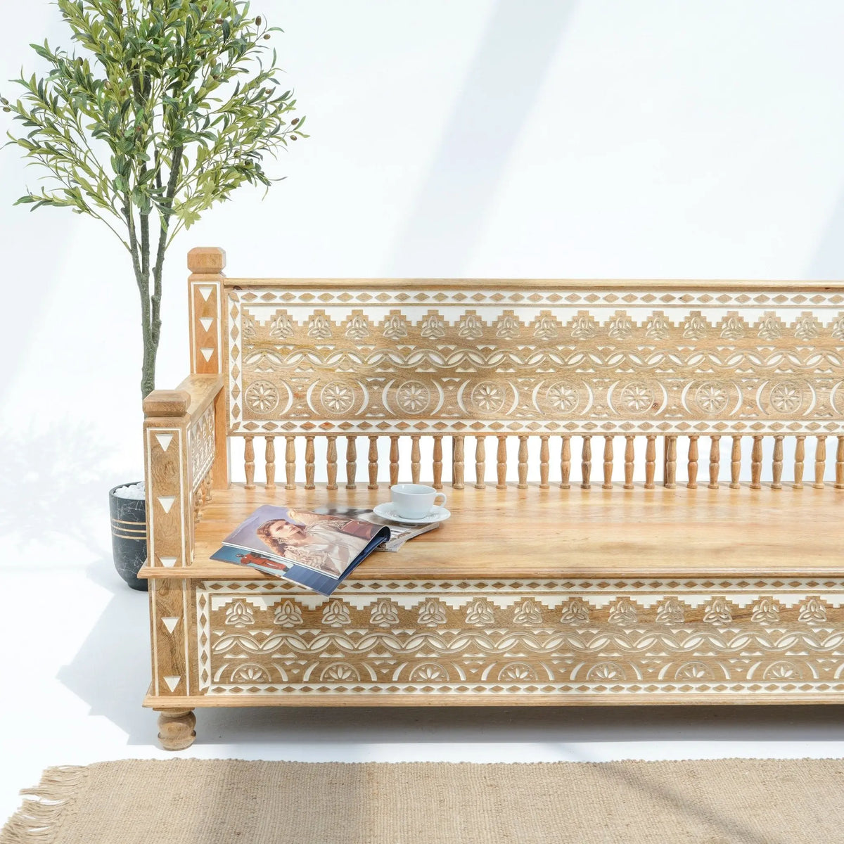 Ivory wooden Sofa - Art and craft furniture